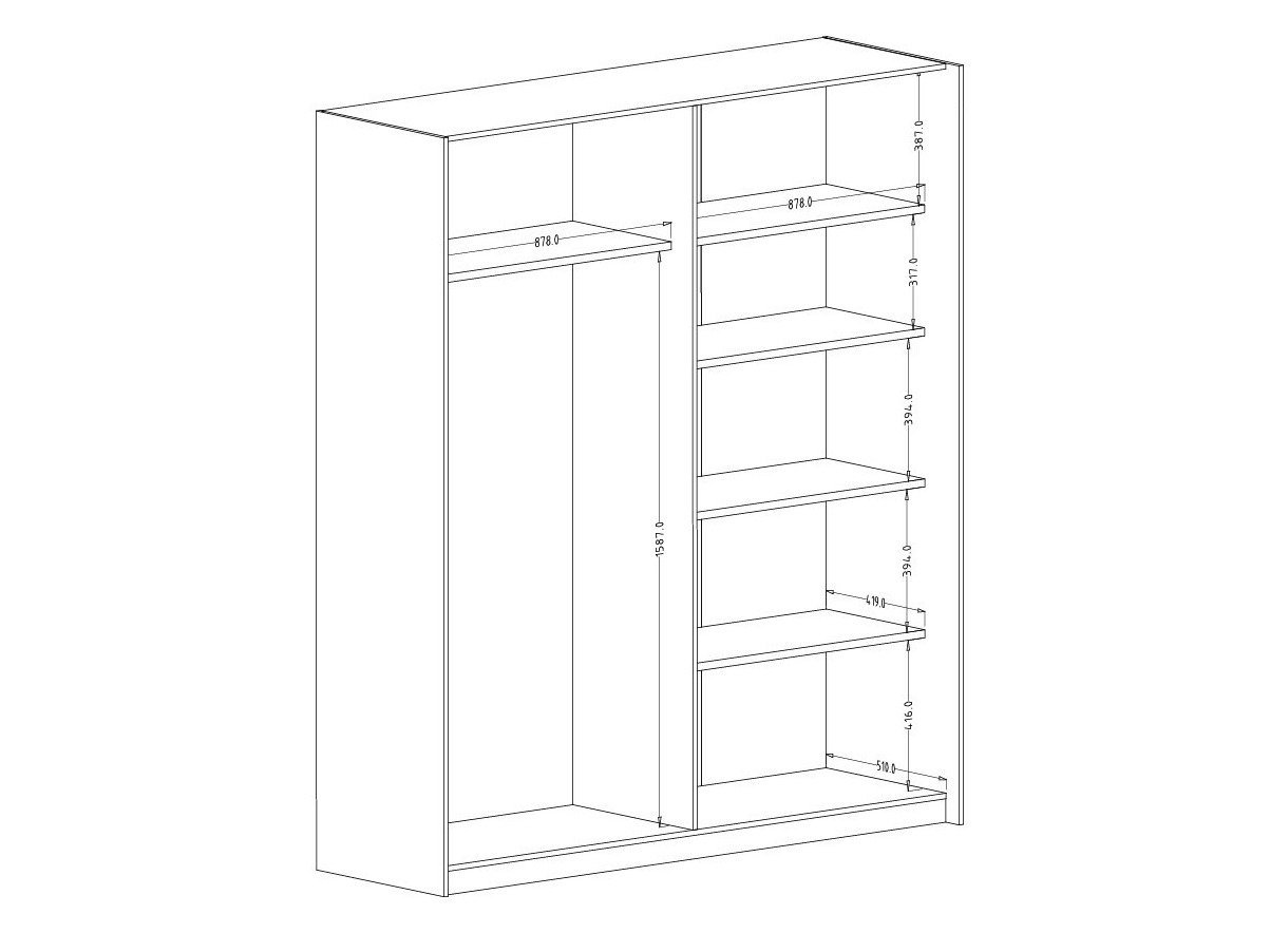 Riidekapp Austin 372 (Tume tamm + Must)