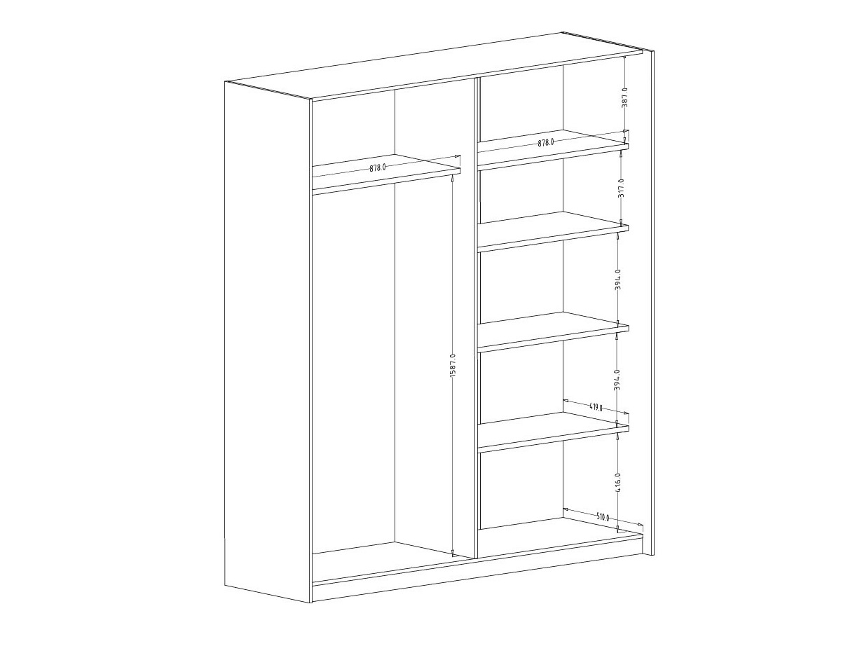 Riidekapp Austin 372 (Tume tamm + Must)