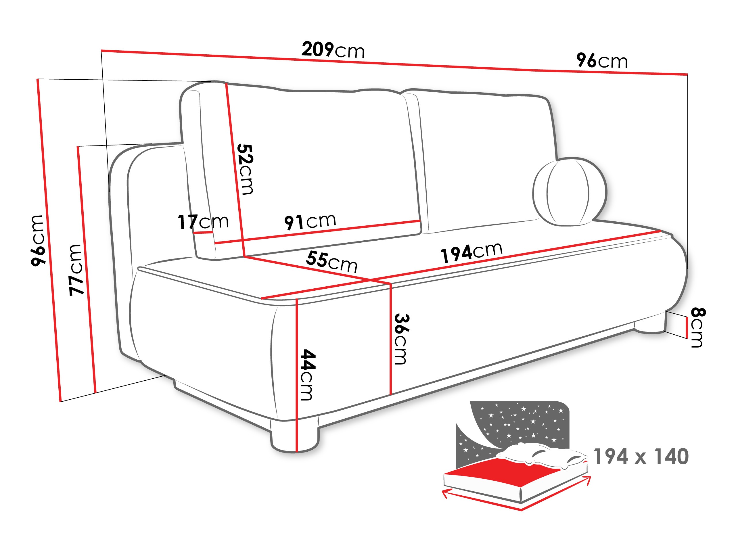 Diivanvoodi TrendyNest 116 (Coral 15)