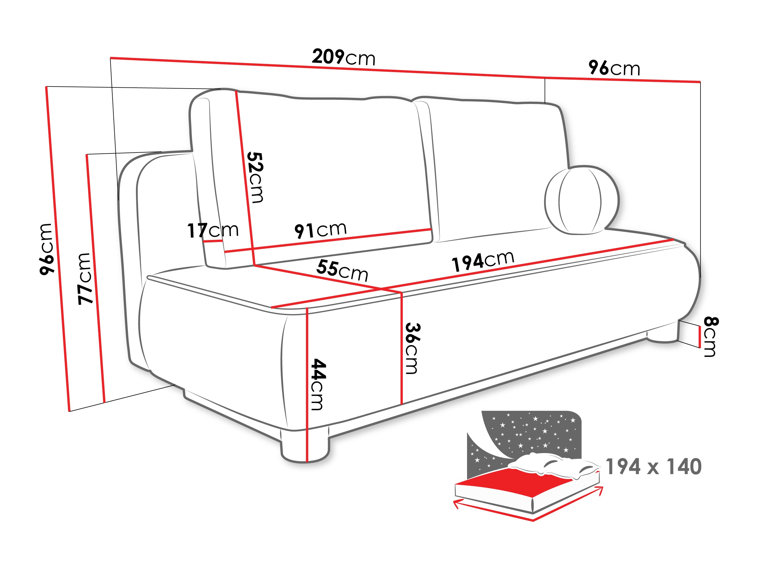 Diivanvoodi TrendyNest 116 (Coral 65)