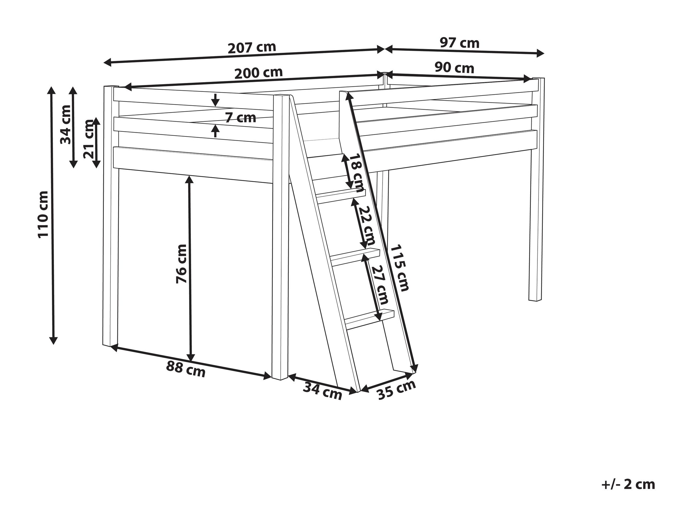 Kõrge voodi Berwyn 2831 (Roosikarva)