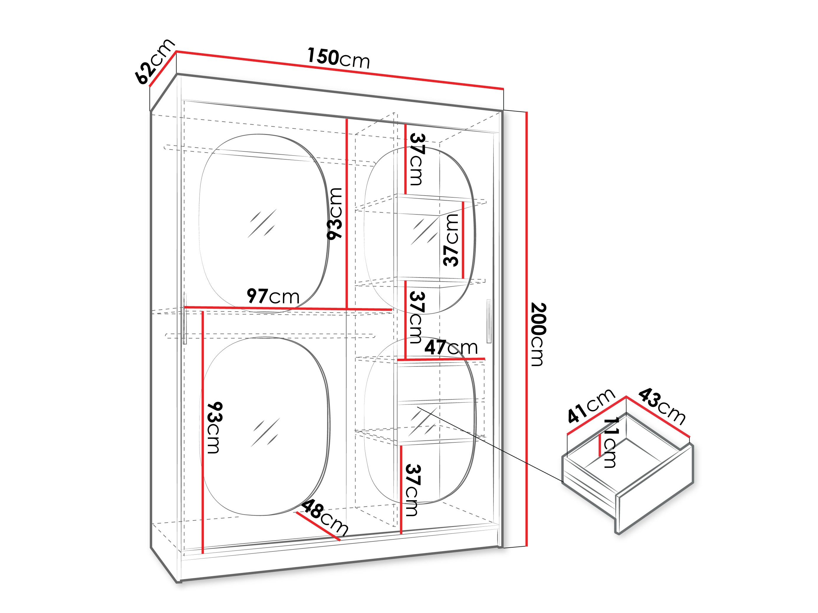 Riidekapp Hartford 527 (Must)
