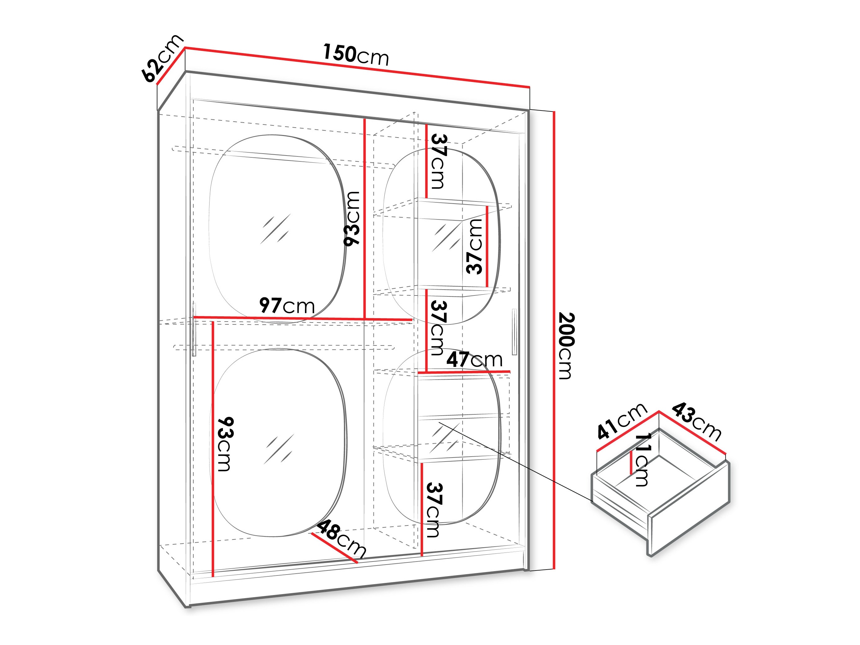 Riidekapp Hartford 527 (Must)