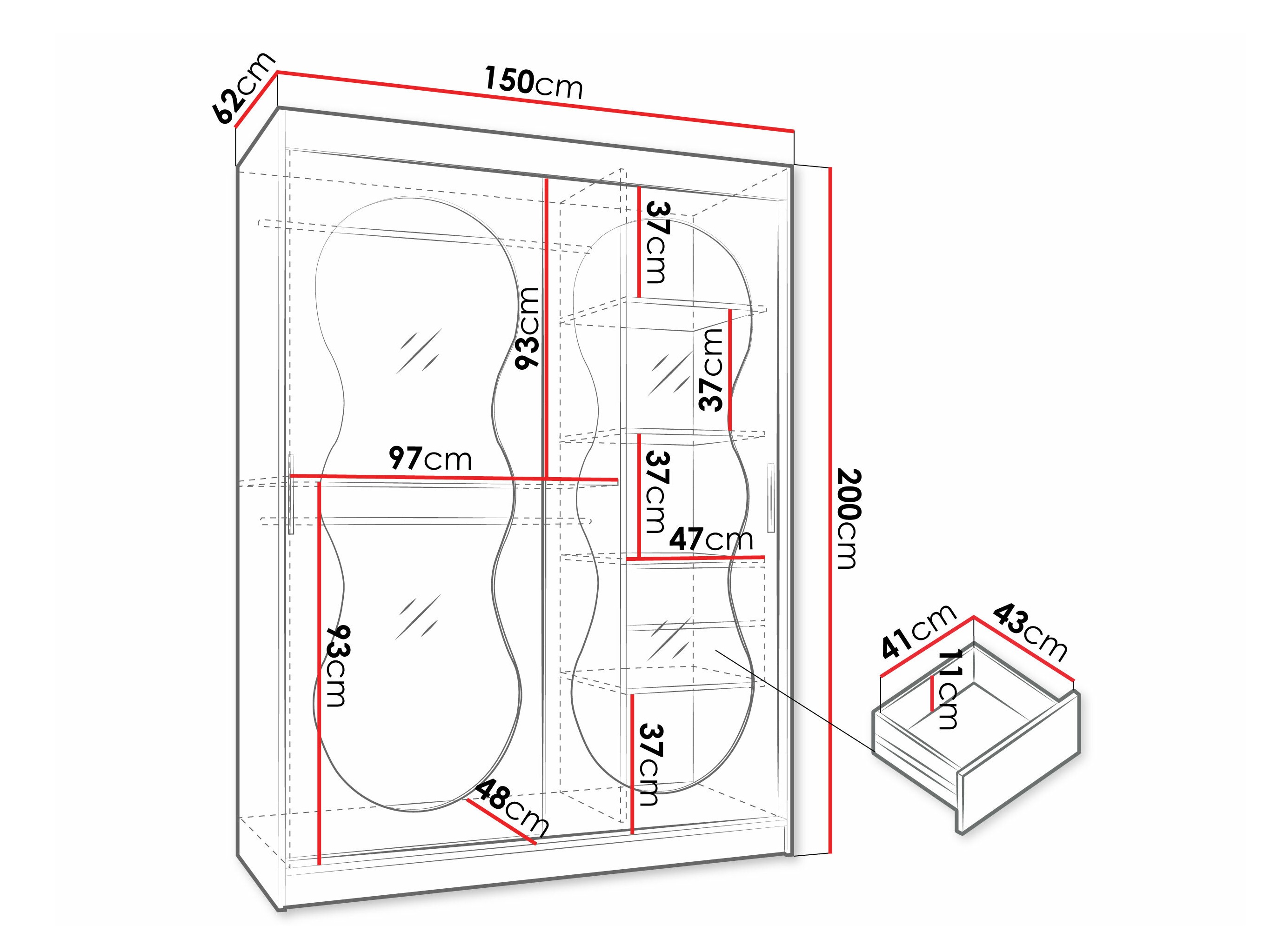 Riidekapp Hartford 528 (Must)