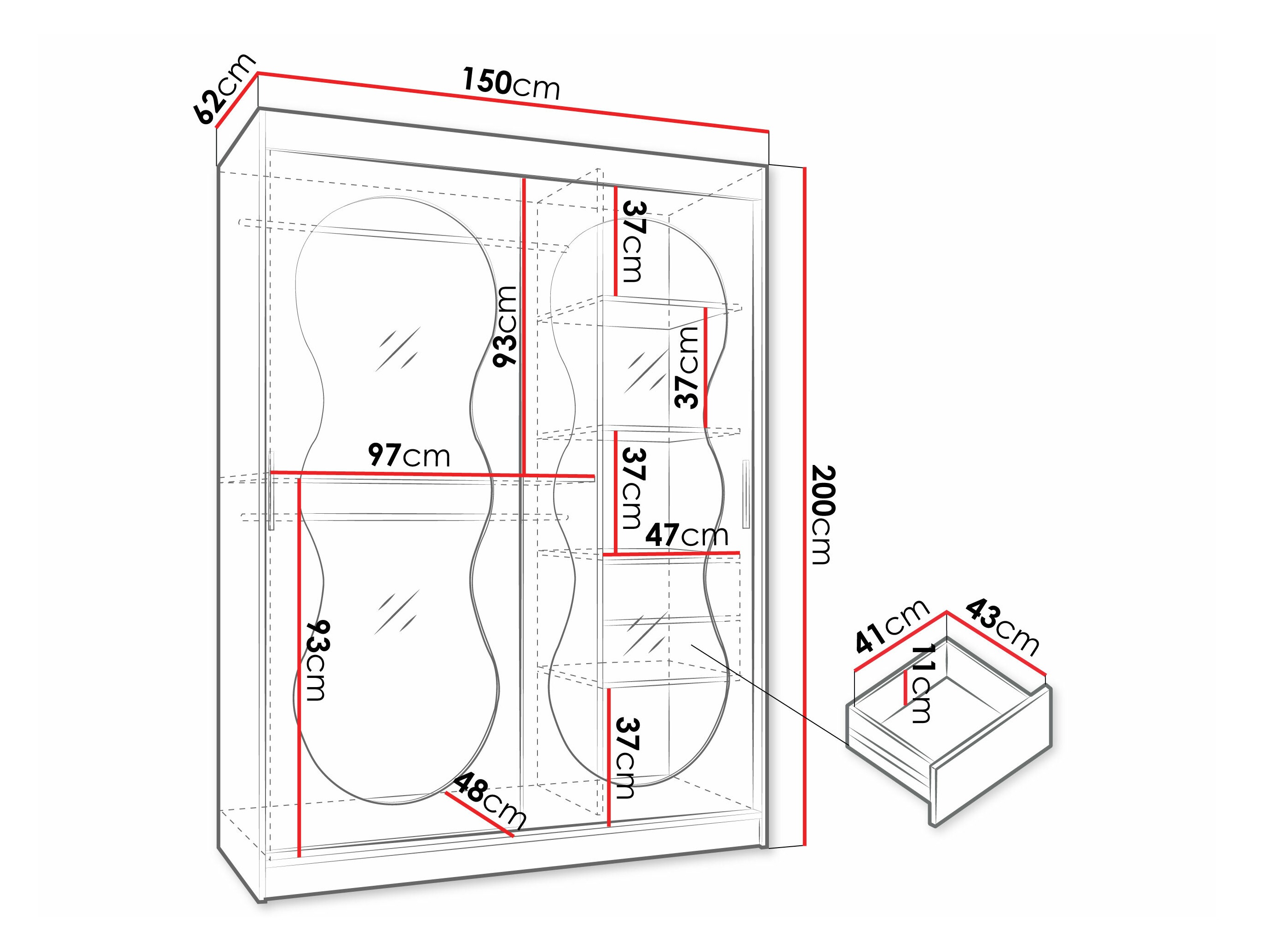 Riidekapp Hartford 528 (Must)