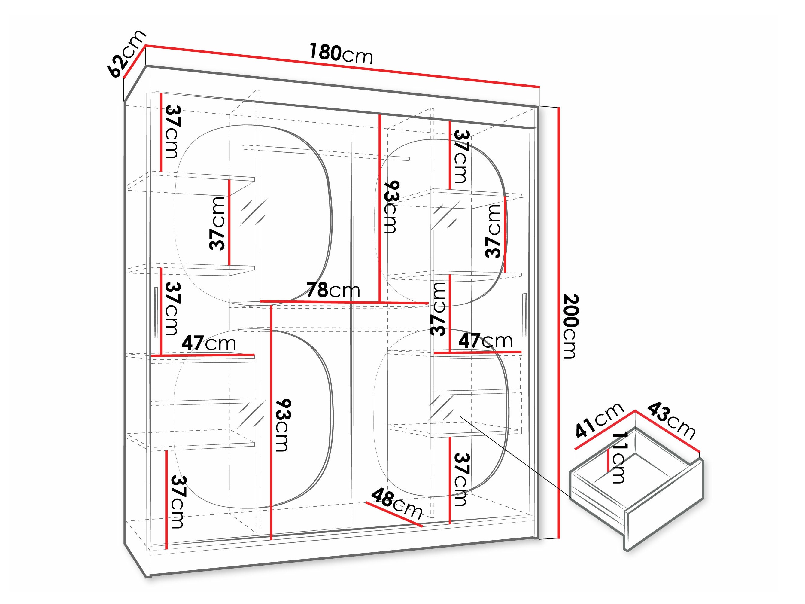 Riidekapp Hartford 529 (Must)