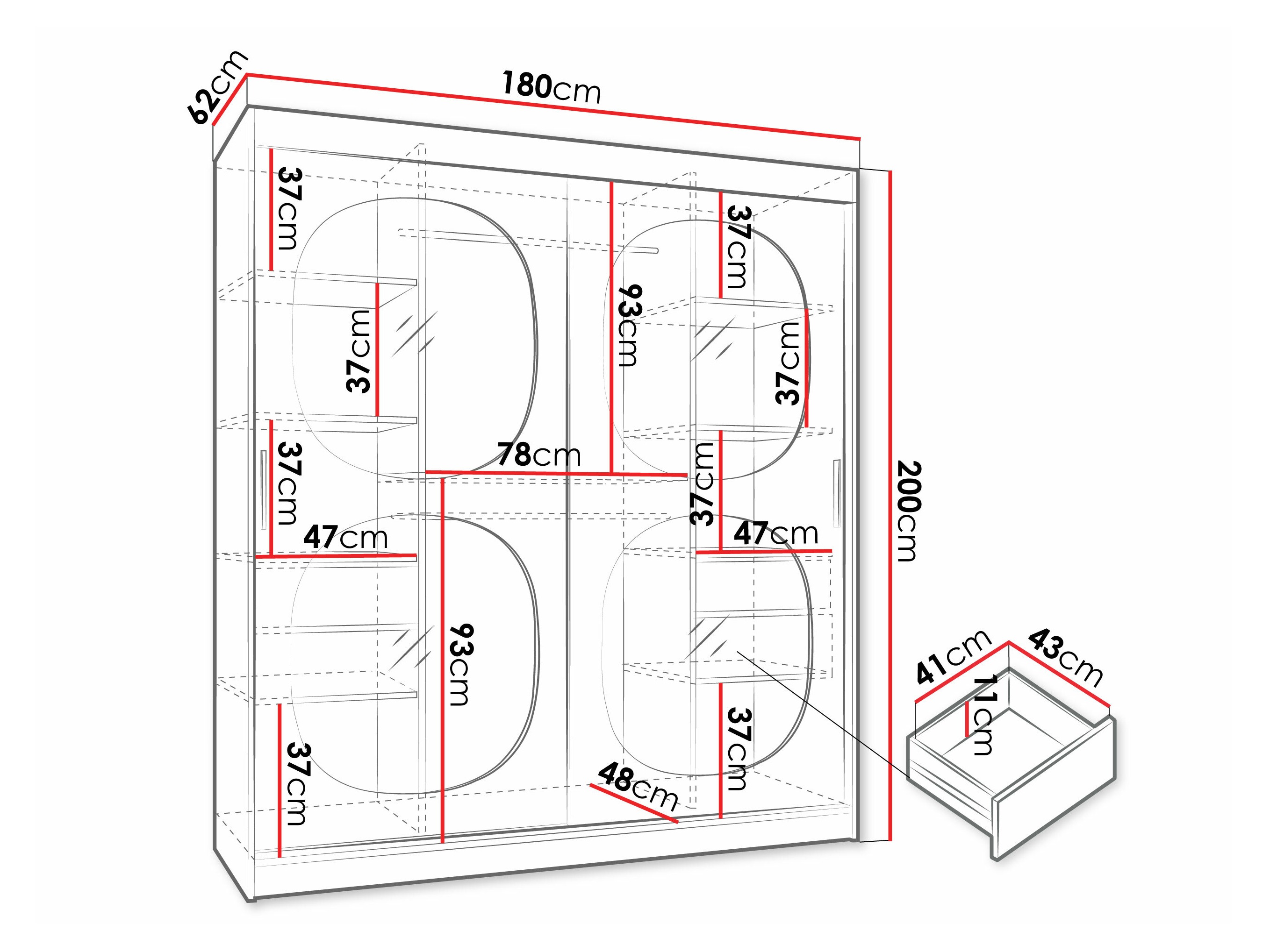 Riidekapp Hartford 529 (Must)