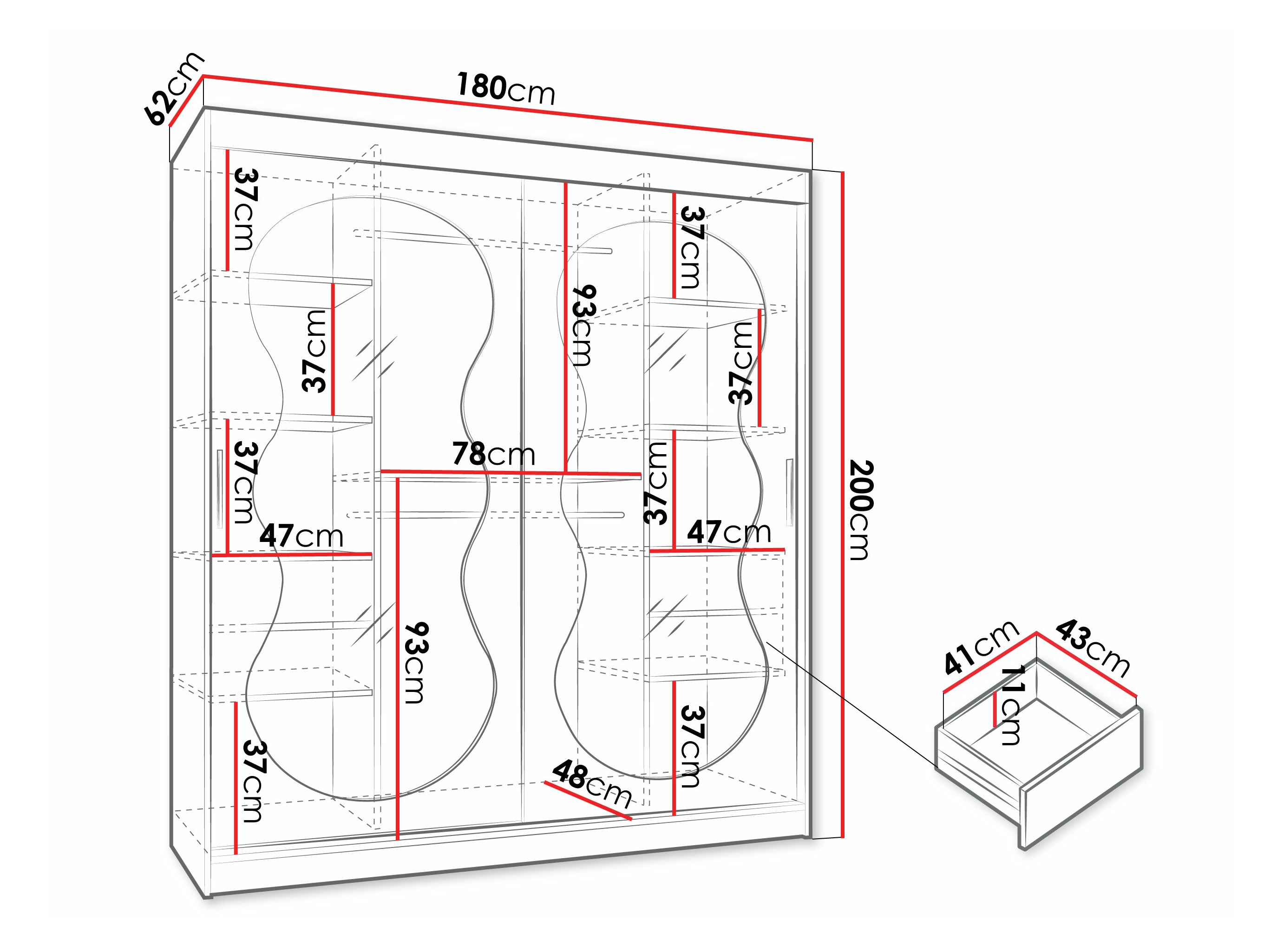 Riidekapp Hartford 530 (Must)