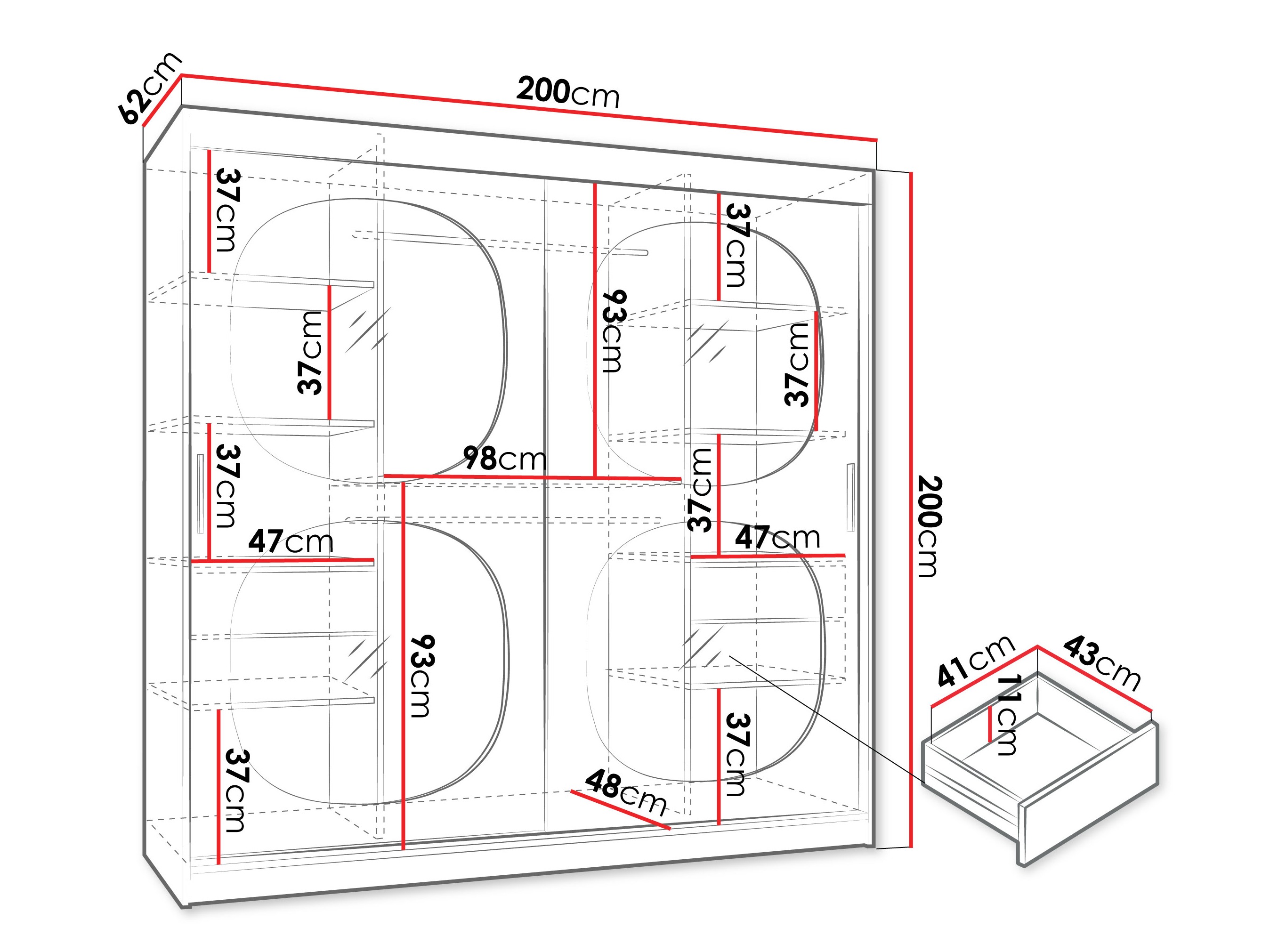 Riidekapp Hartford 531 (Must)