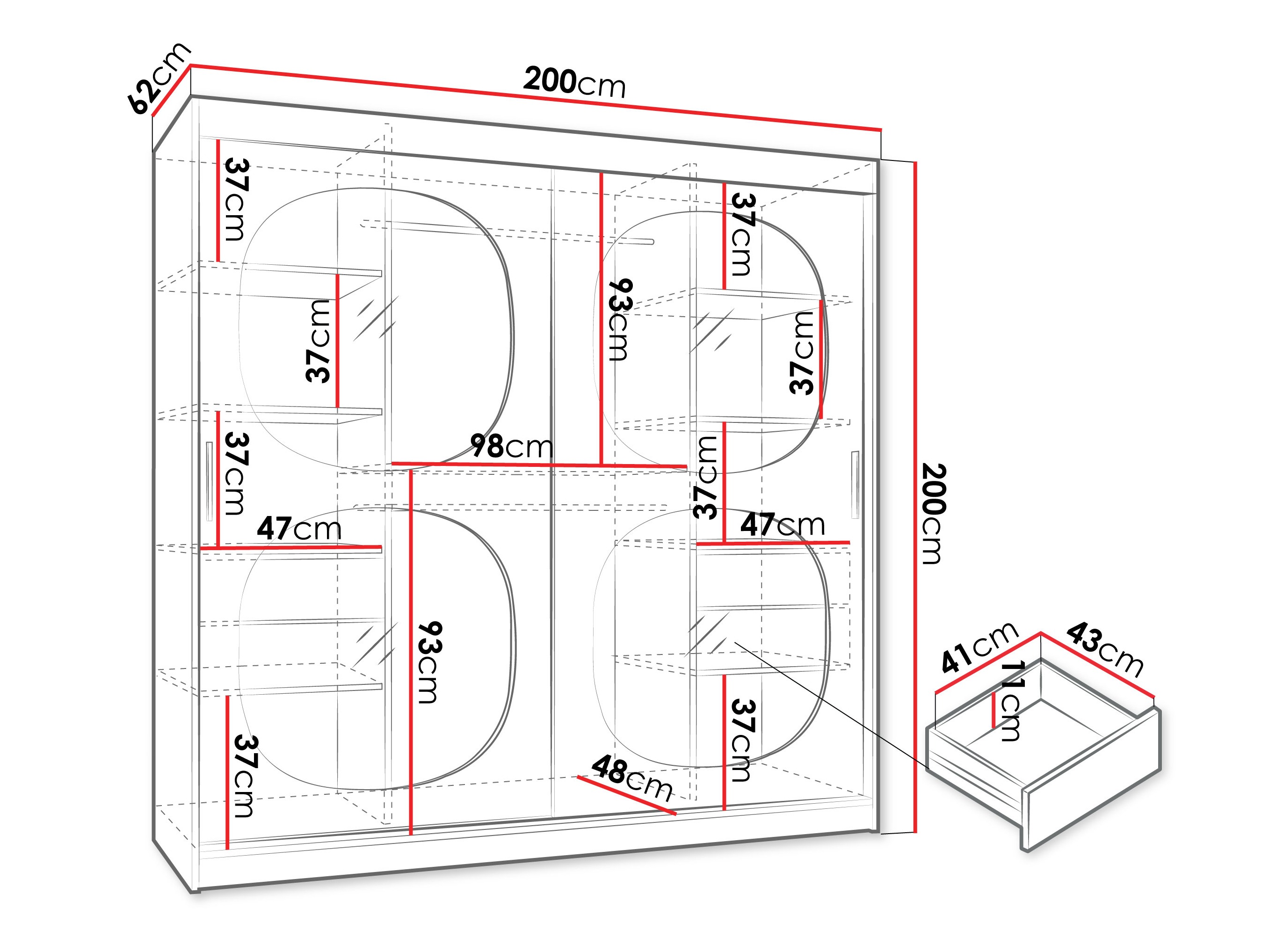Riidekapp Hartford 531 (Must)