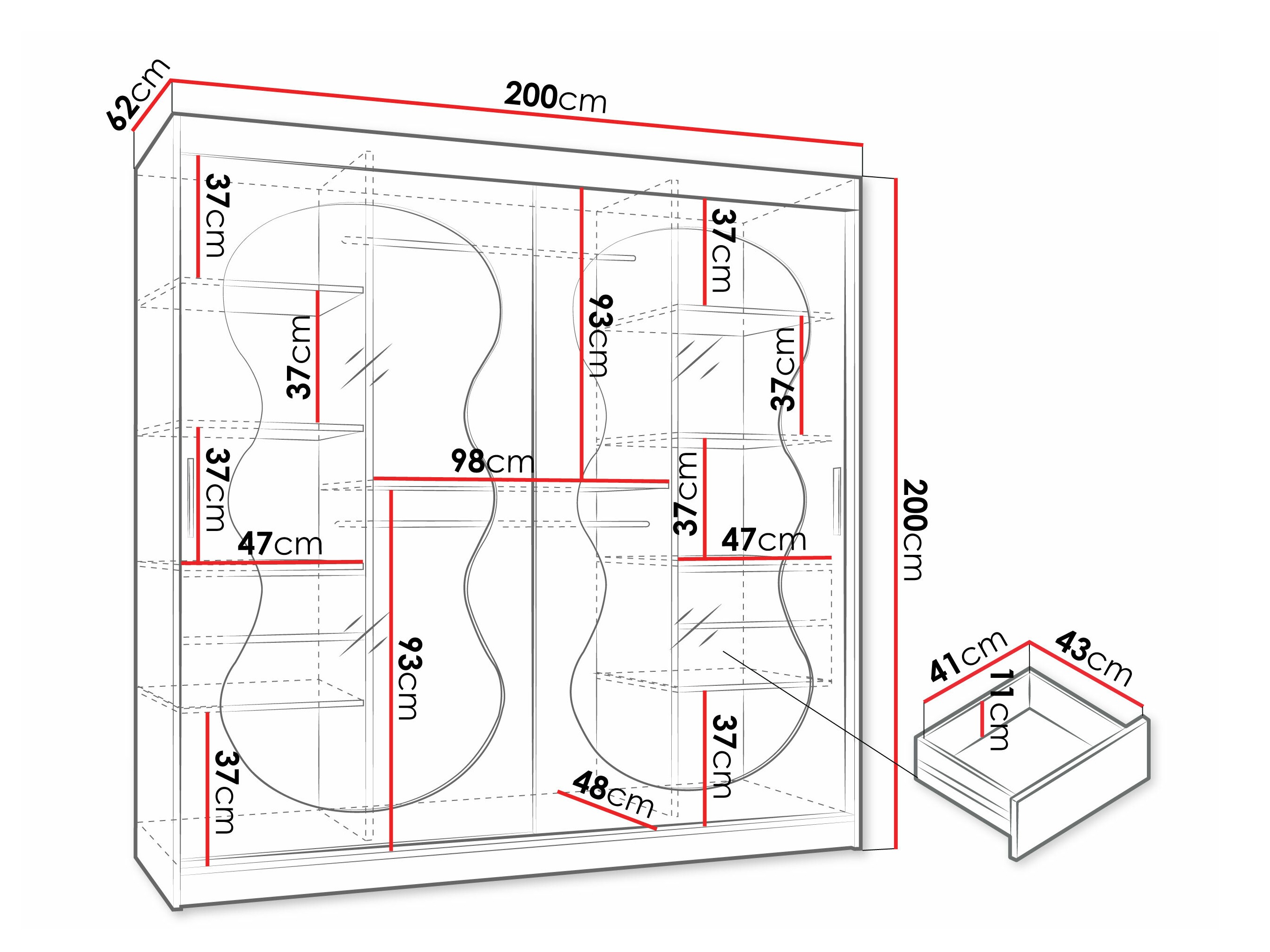 Riidekapp Hartford 532 (Must)