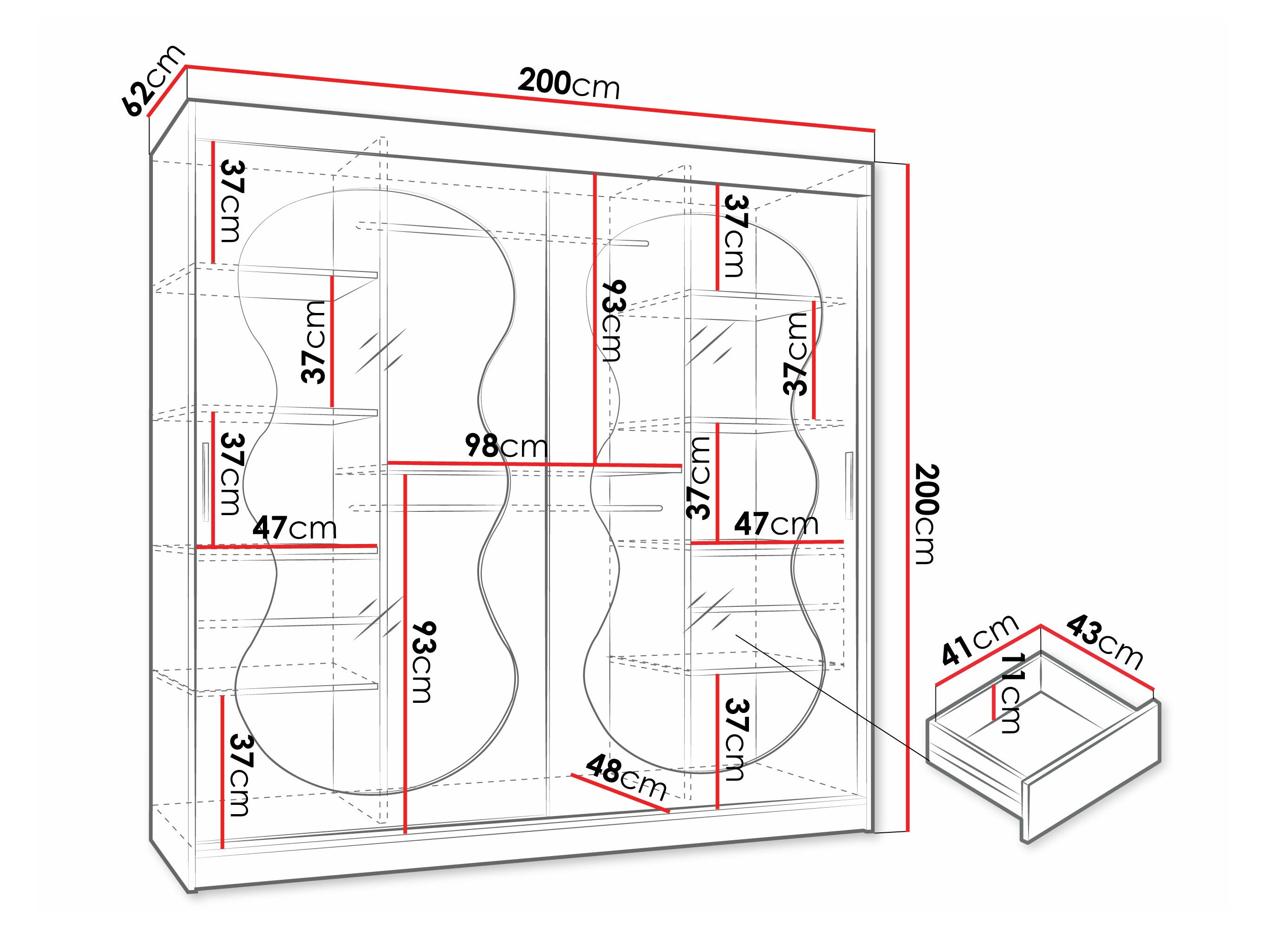 Riidekapp Hartford 532 (Must)