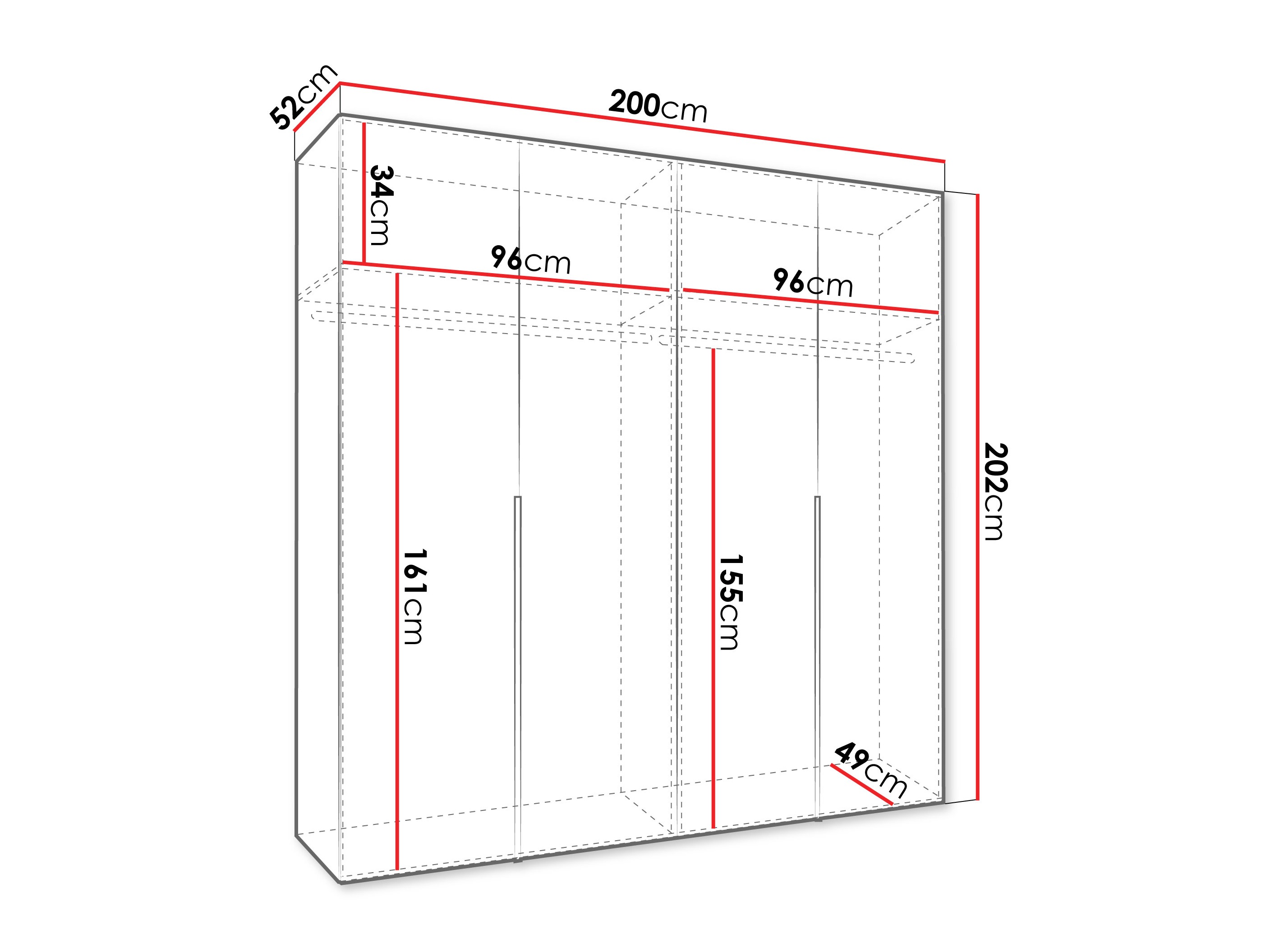 Riidekapp Hartford 537 (Valge)