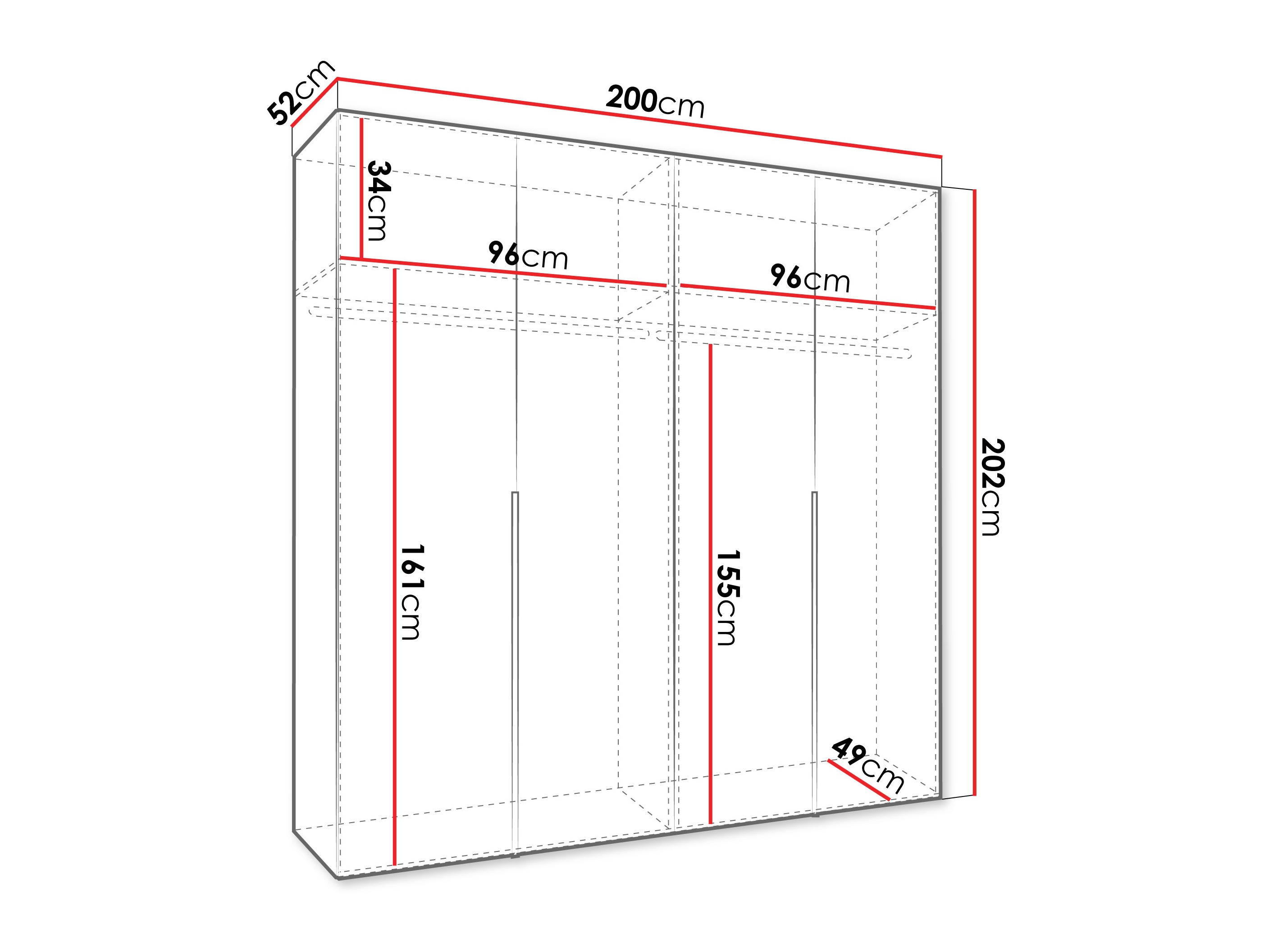Riidekapp Hartford 537 (Valge)