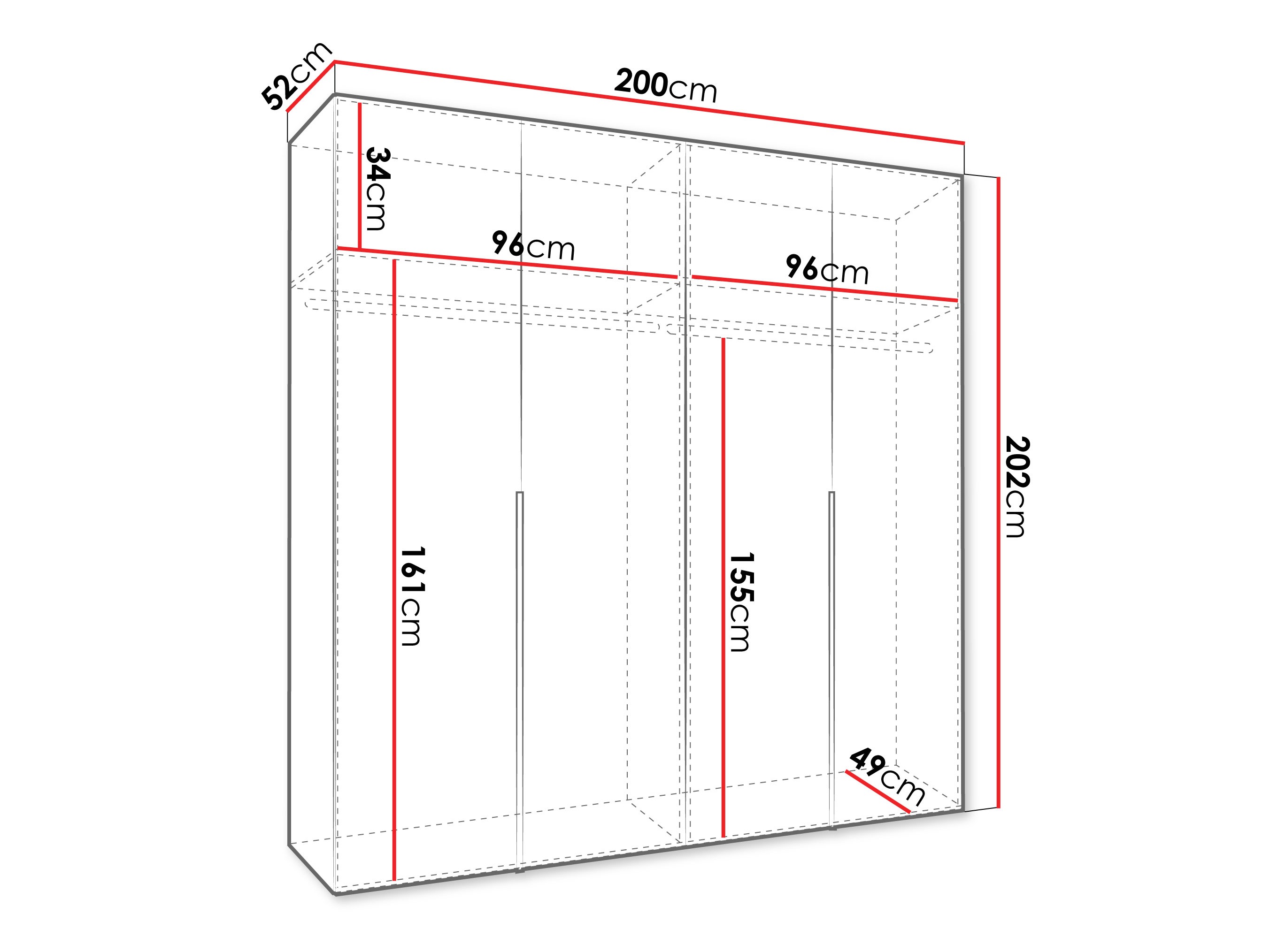 Riidekapp Hartford 537 (Valge)
