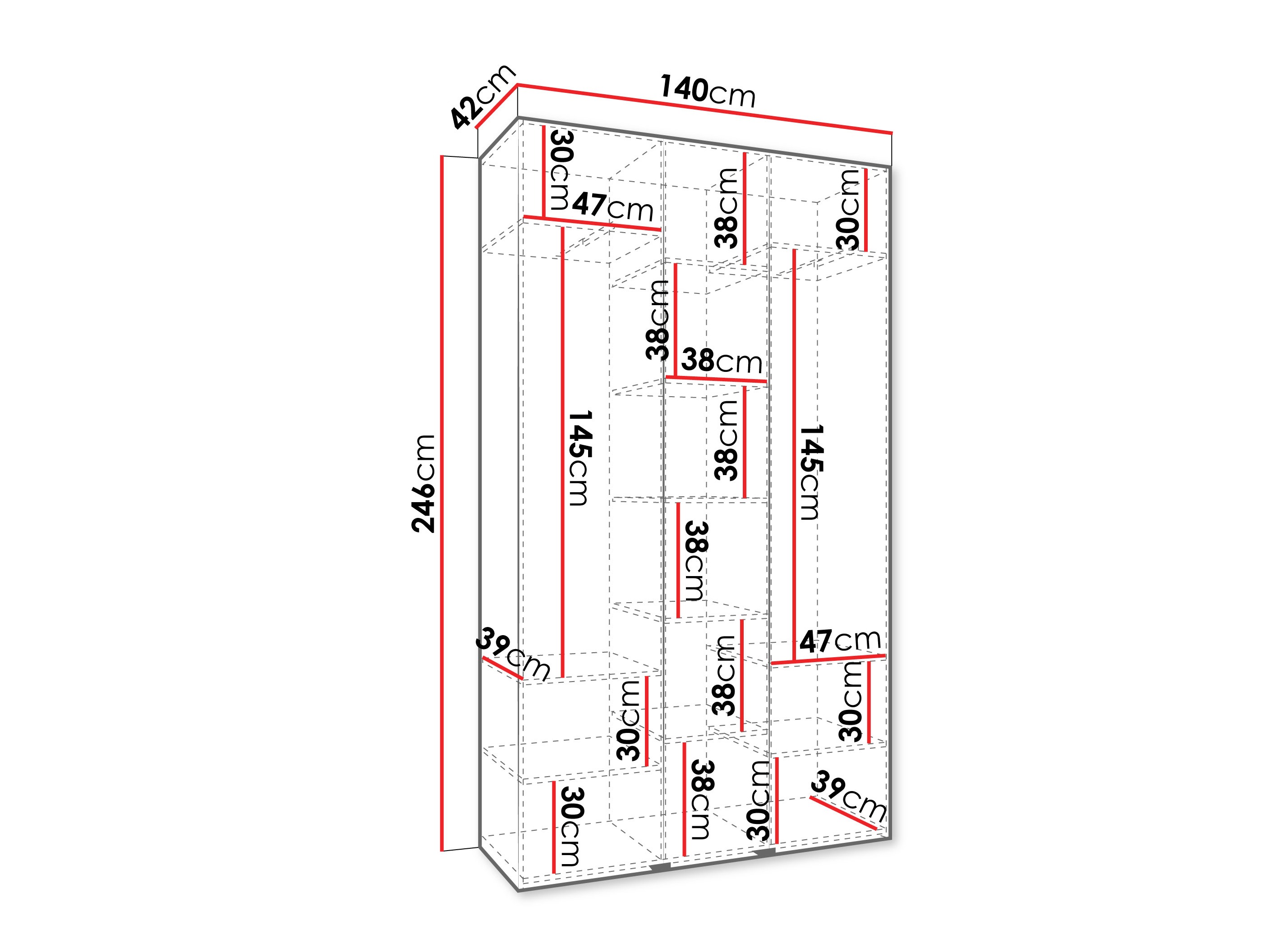 Riidekapp Hartford 544 (Valge)