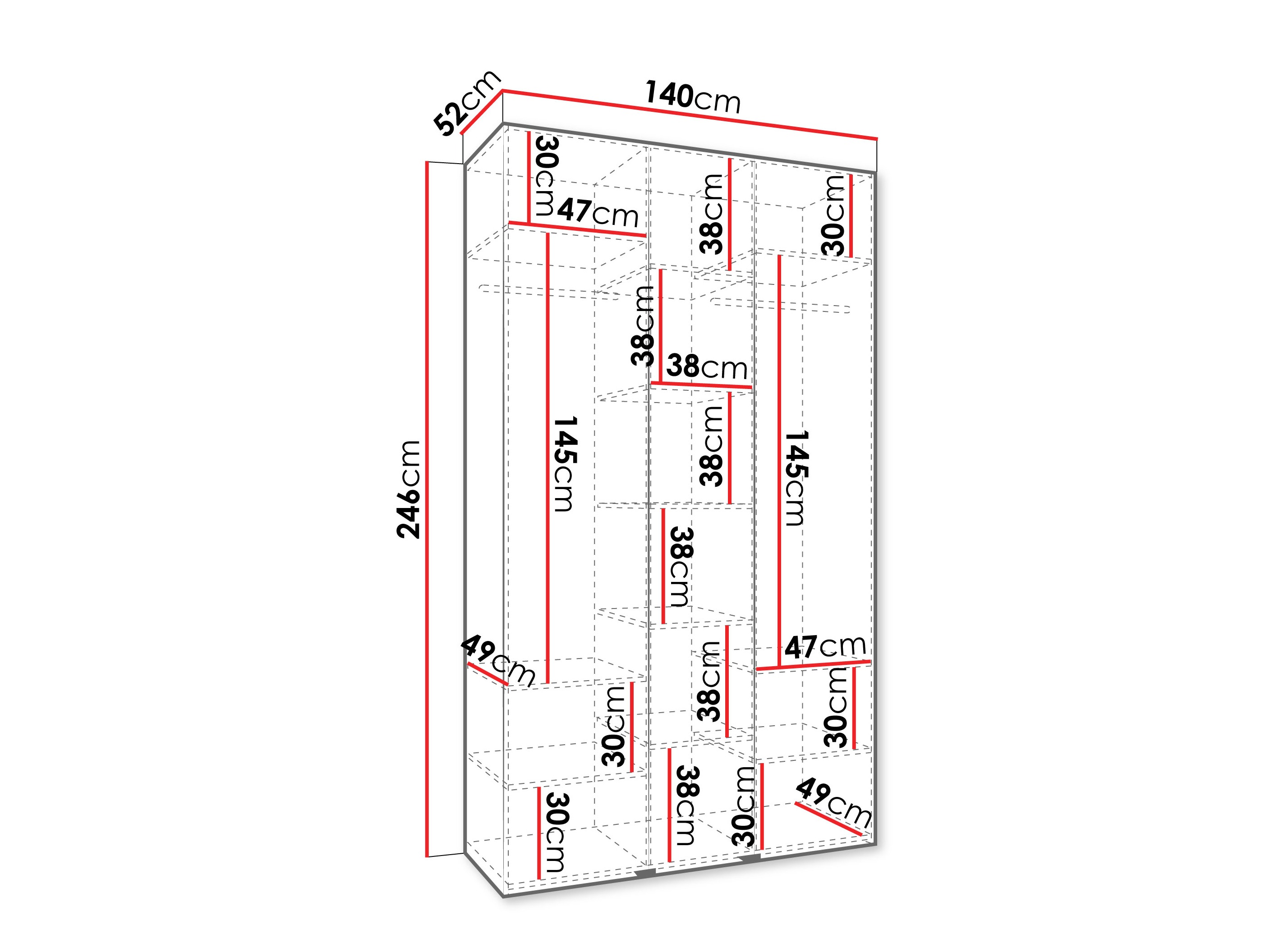 Riidekapp Hartford 544 (Valge)
