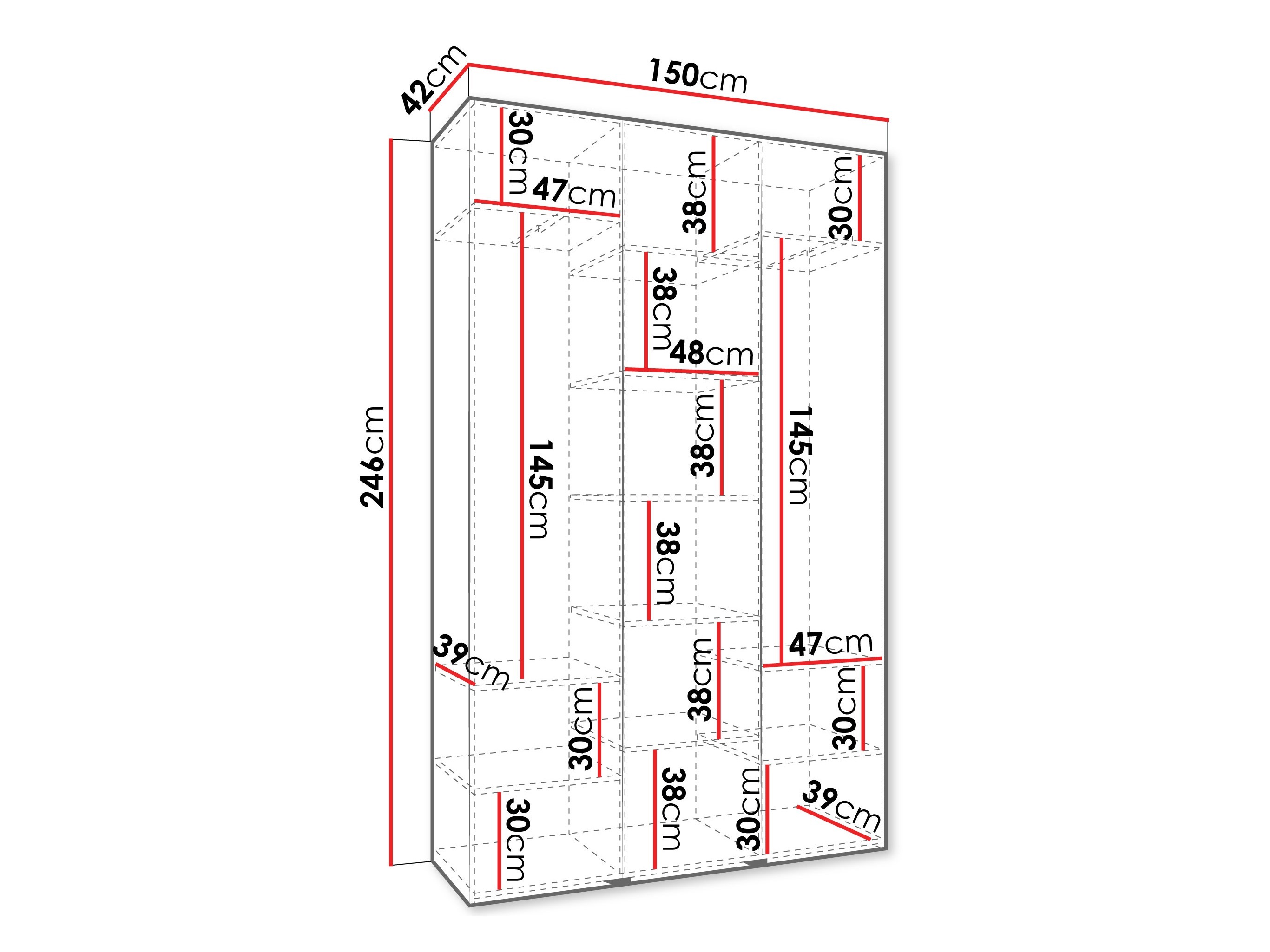 Riidekapp Hartford 544 (Valge)