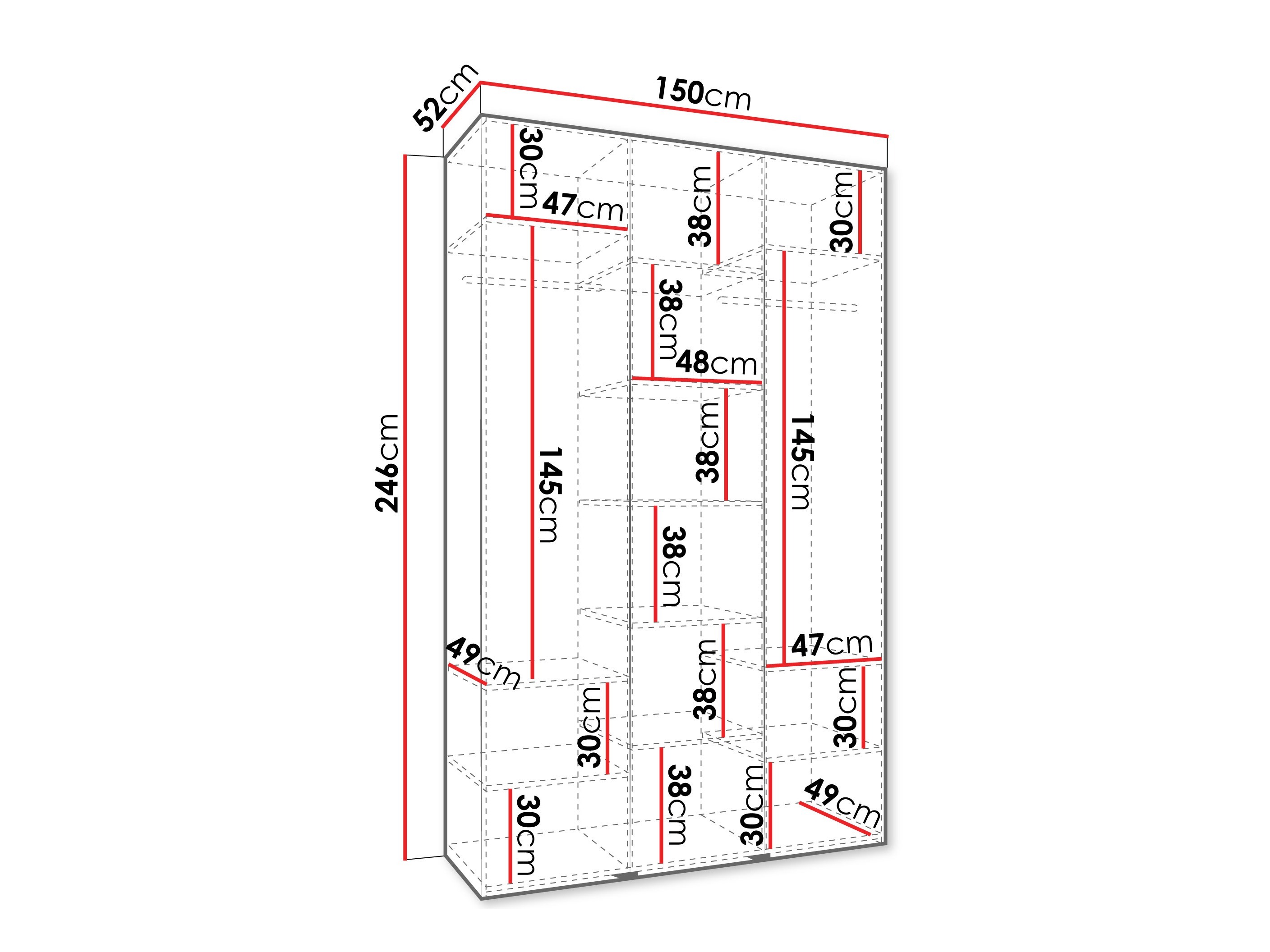 Riidekapp Hartford 544 (Valge)