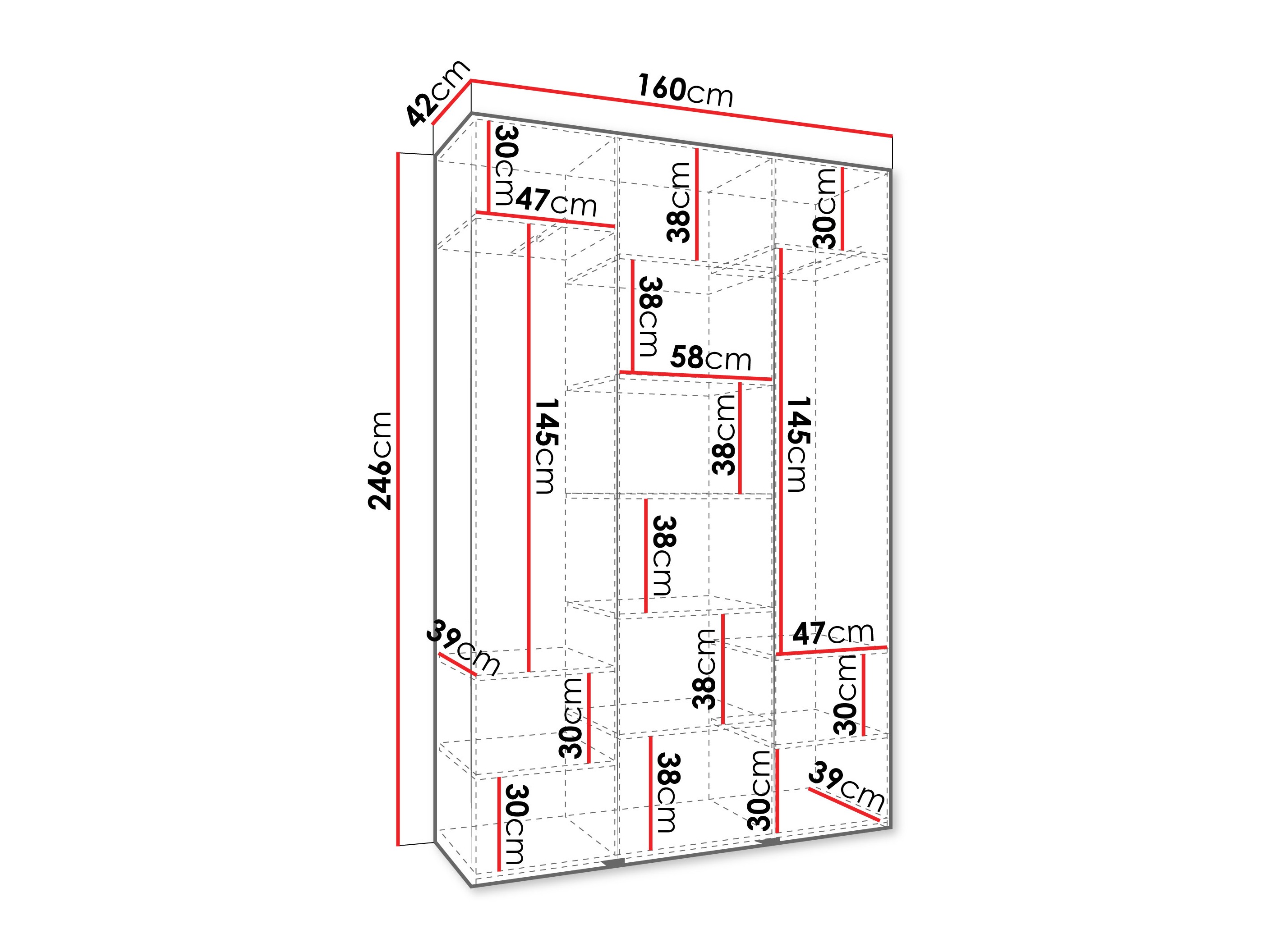 Riidekapp Hartford 544 (Valge)