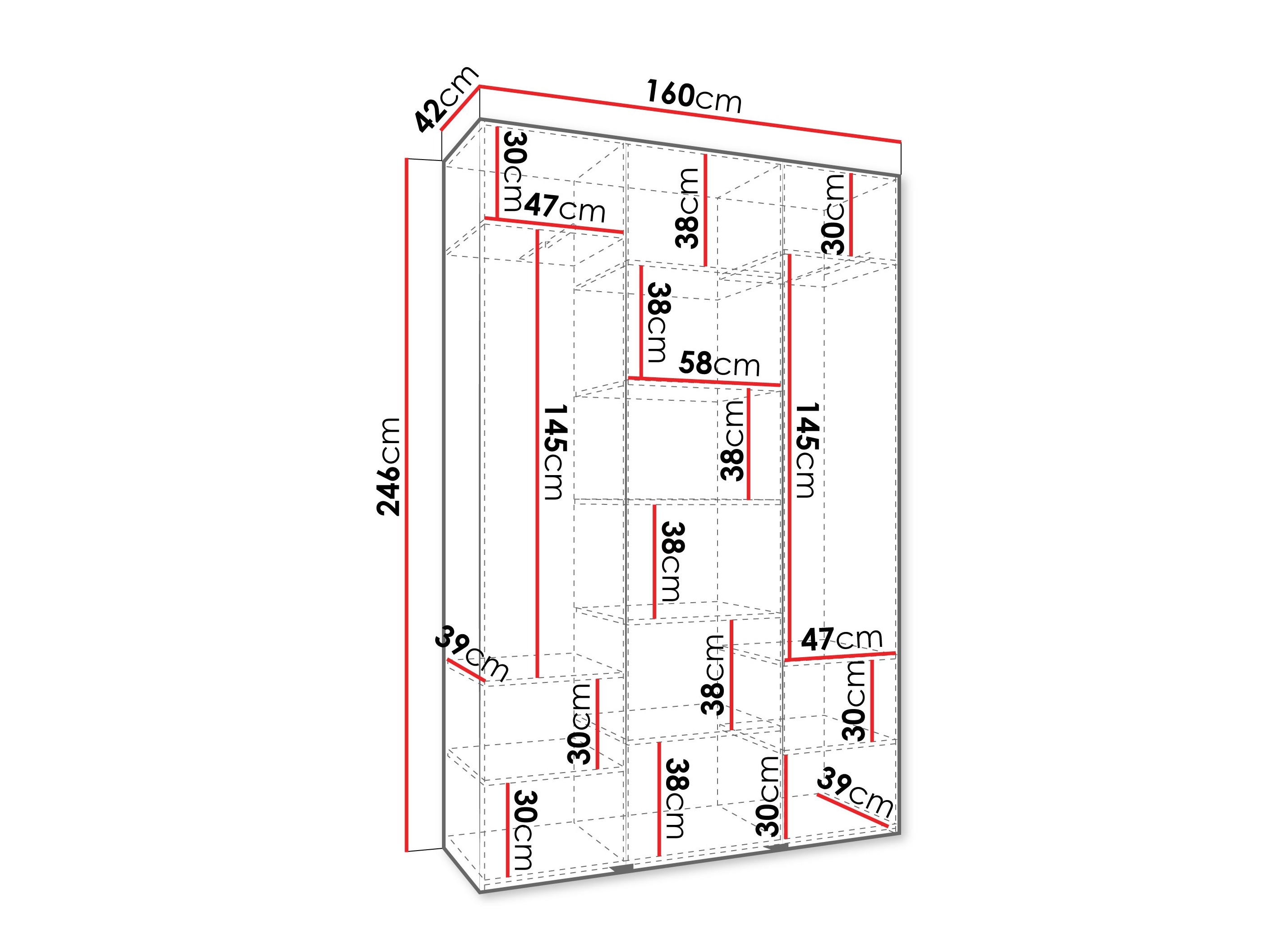 Riidekapp Hartford 544 (Valge)