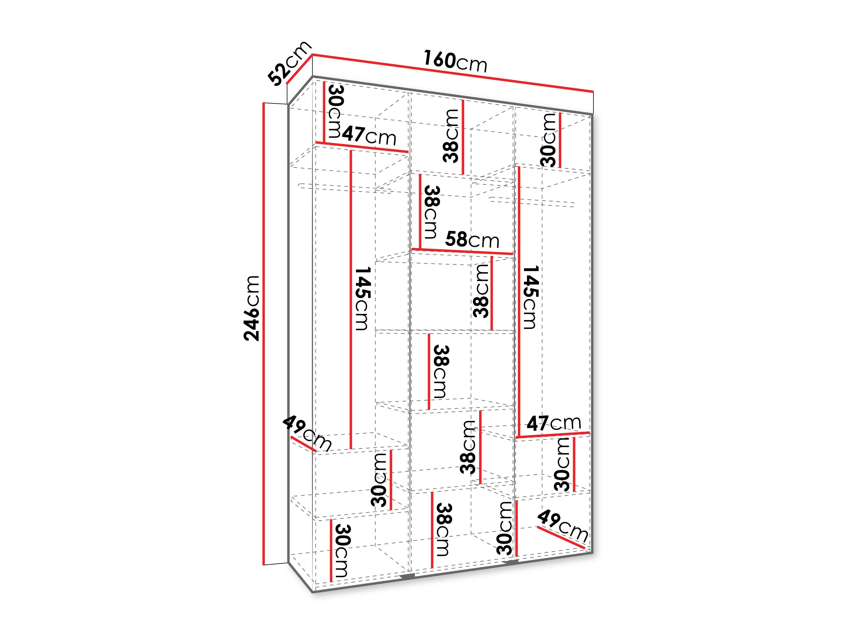 Riidekapp Hartford 544 (Valge)