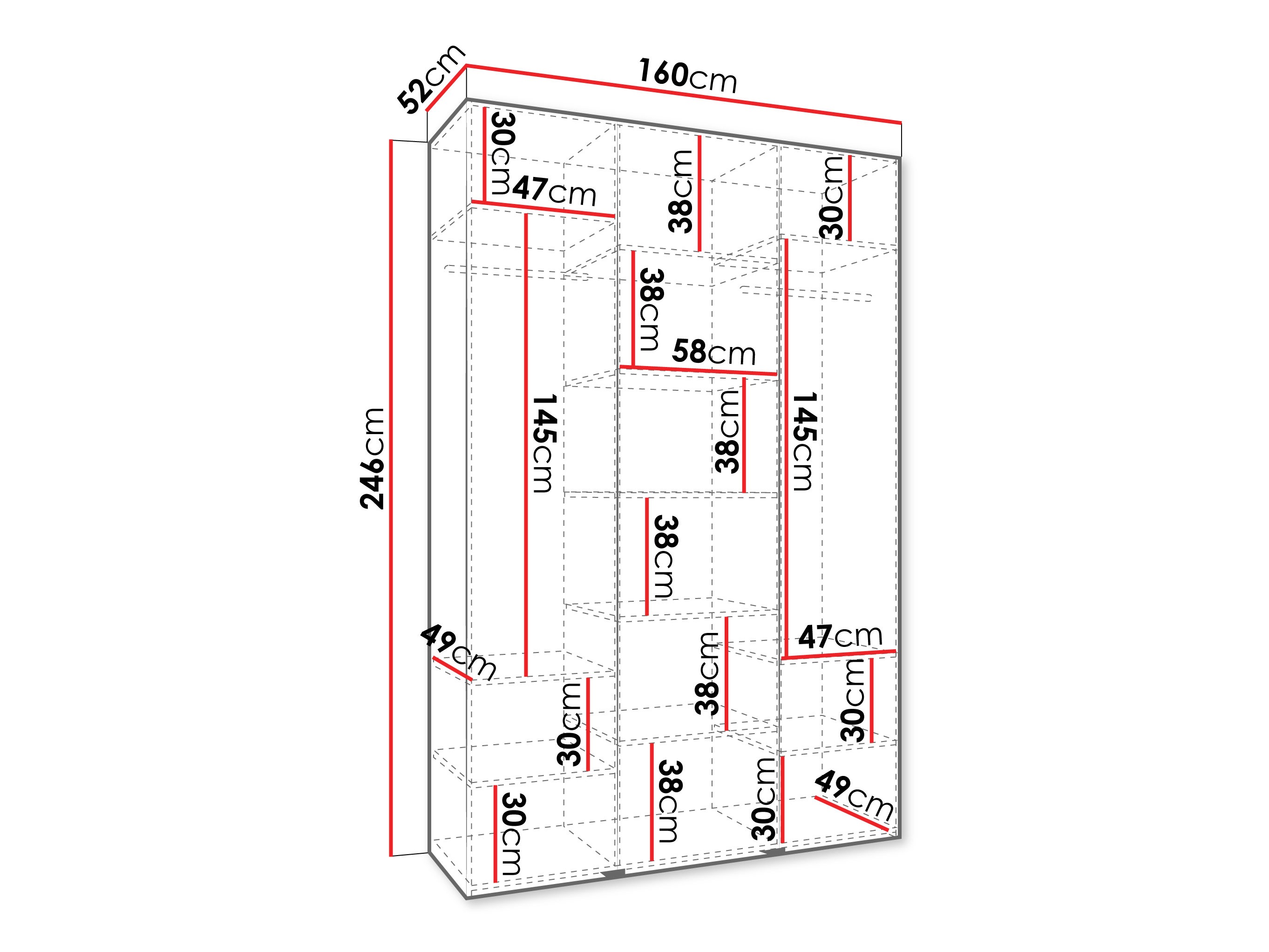 Riidekapp Hartford 544 (Valge)