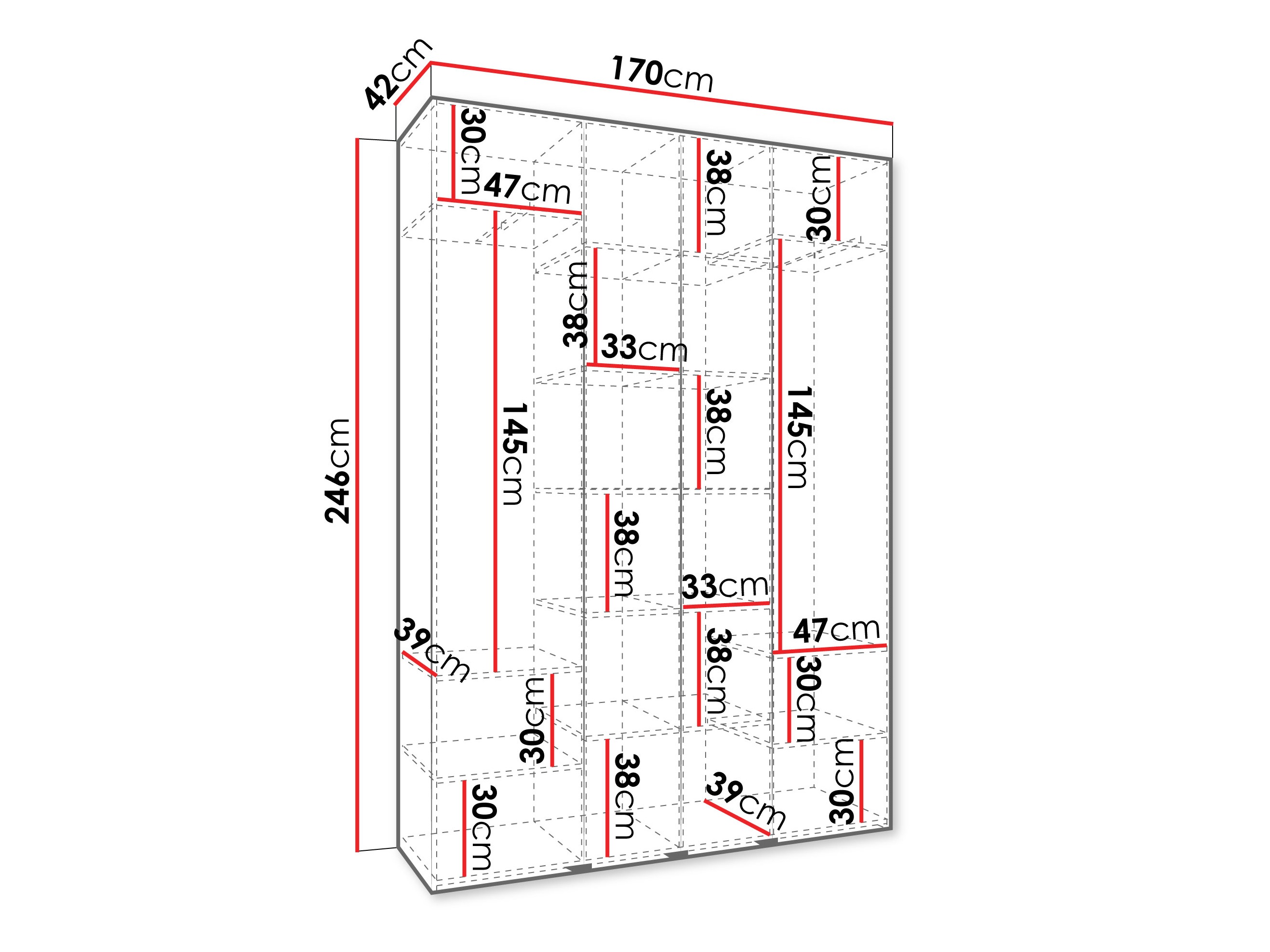 Riidekapp Hartford 554 (Valge)
