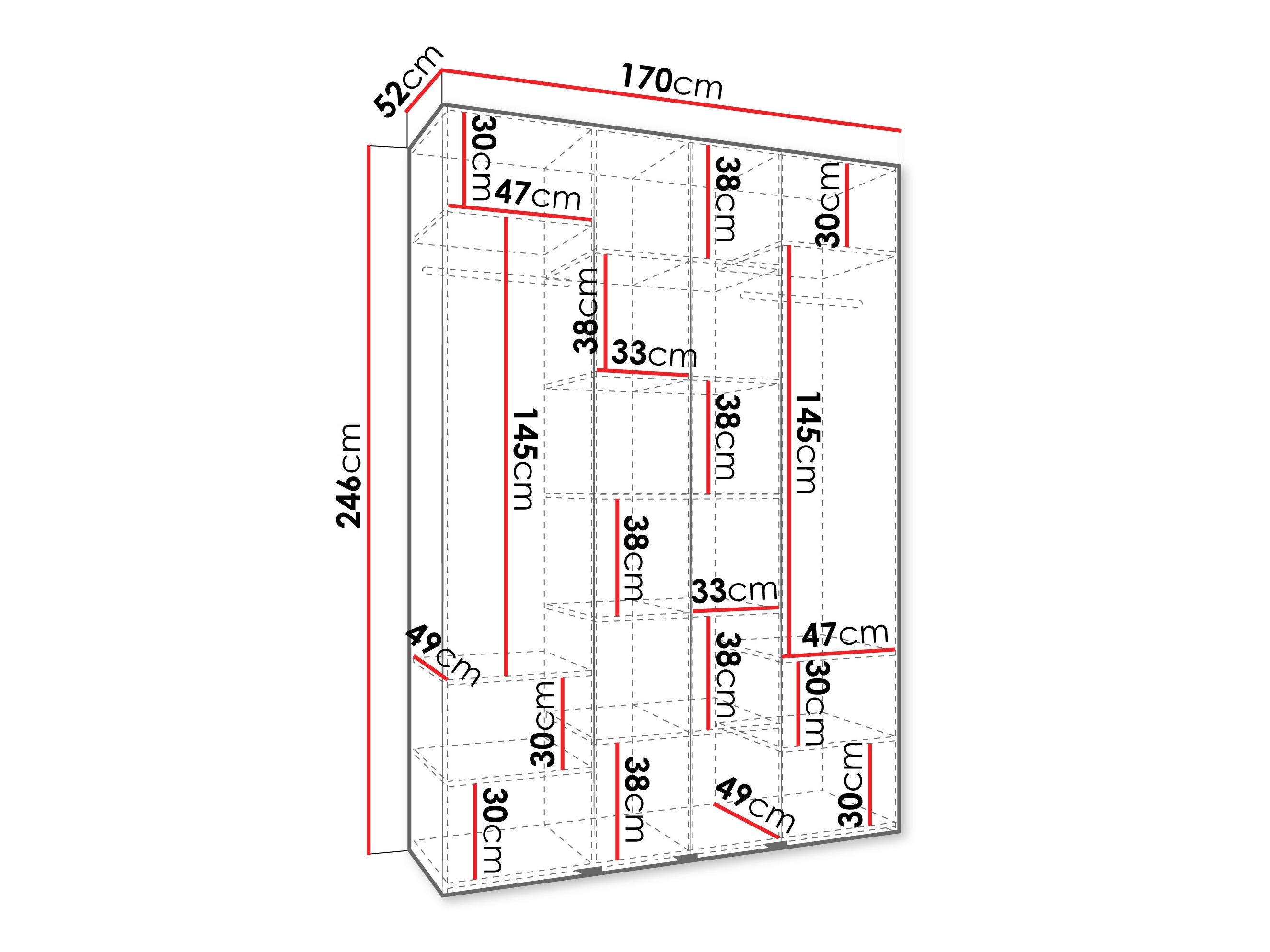 Riidekapp Hartford 554 (Valge)