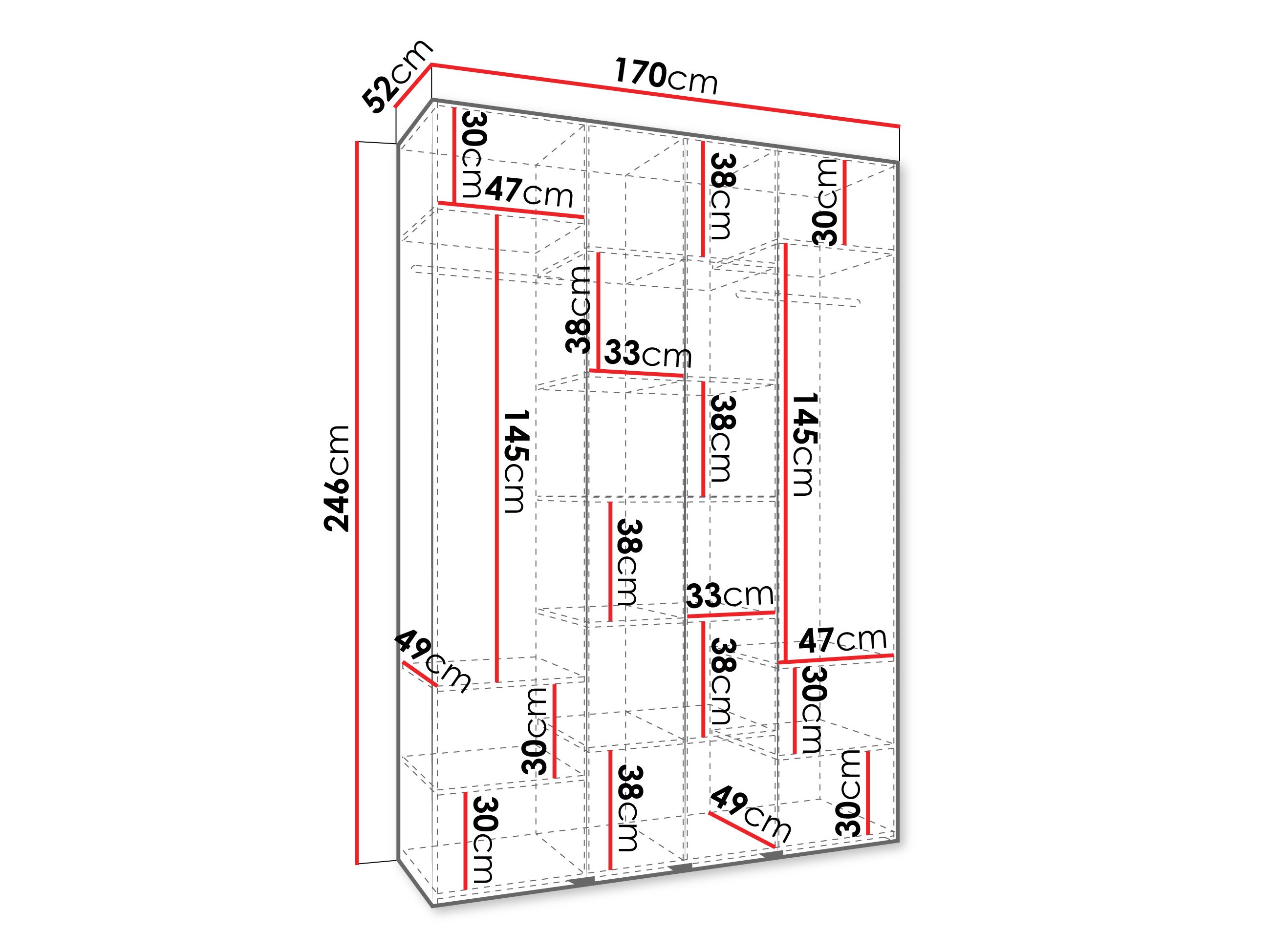 Riidekapp Hartford 554 (Valge)