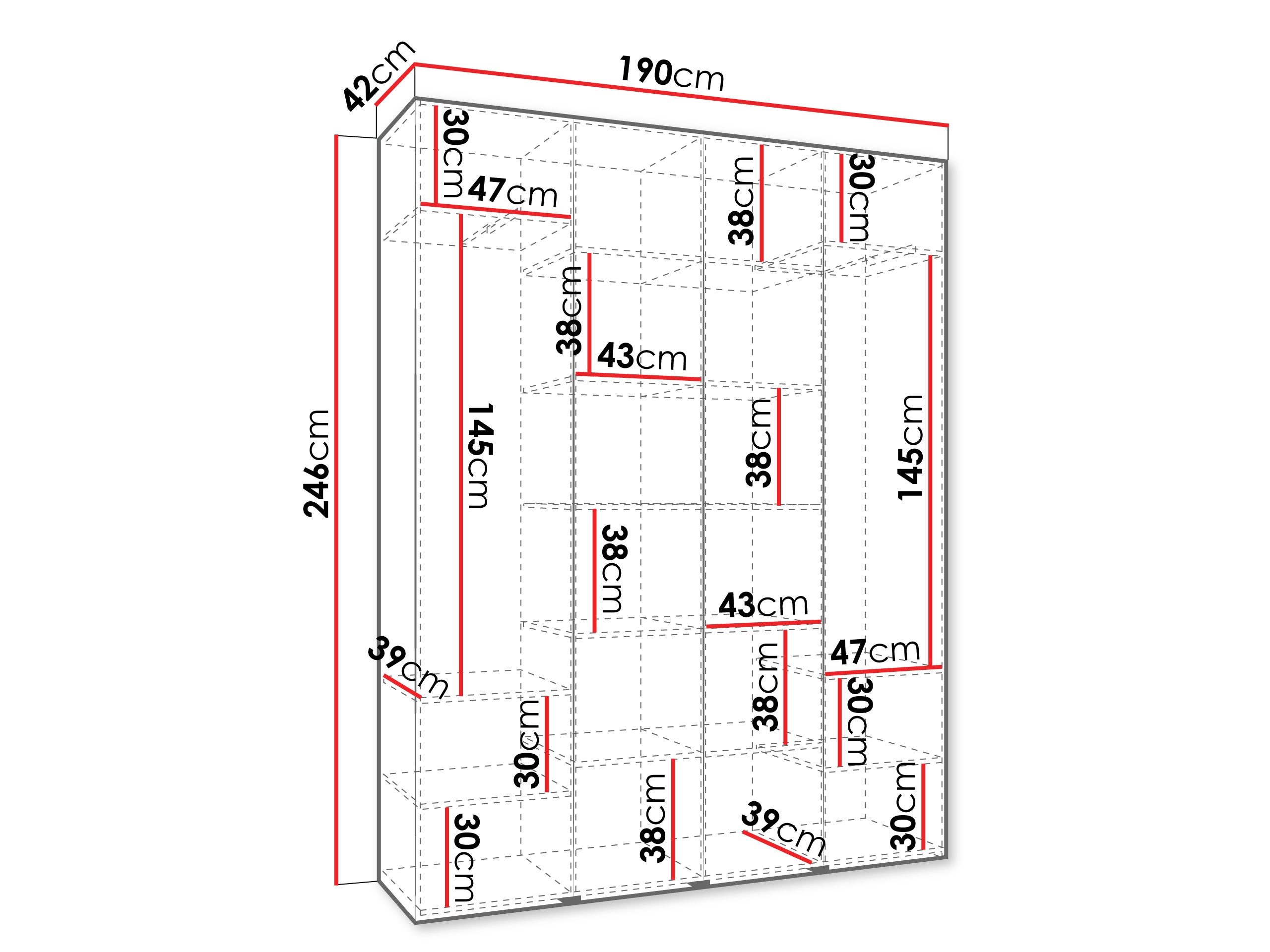 Riidekapp Hartford 554 (Valge)