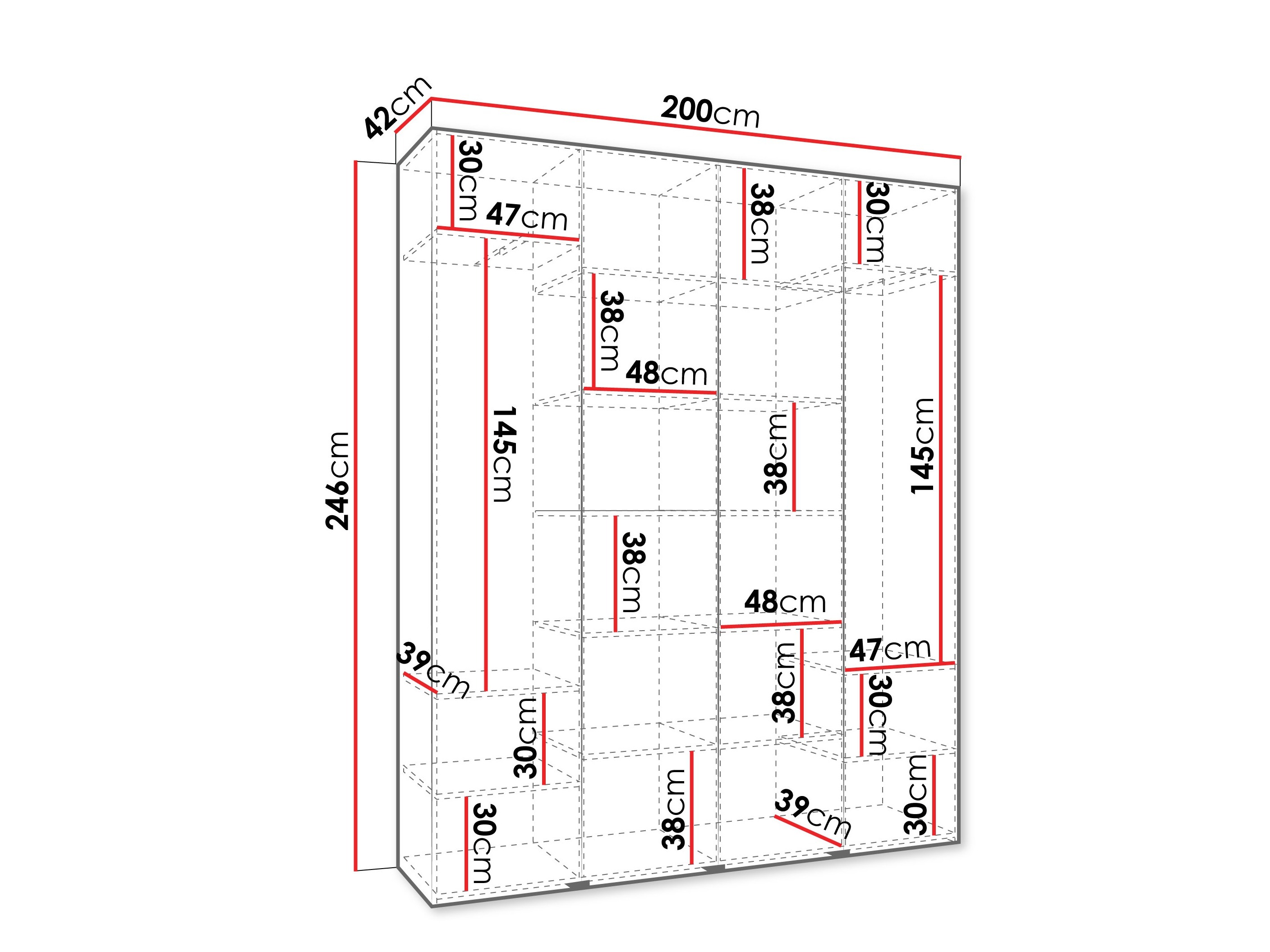 Riidekapp Hartford 554 (Valge)