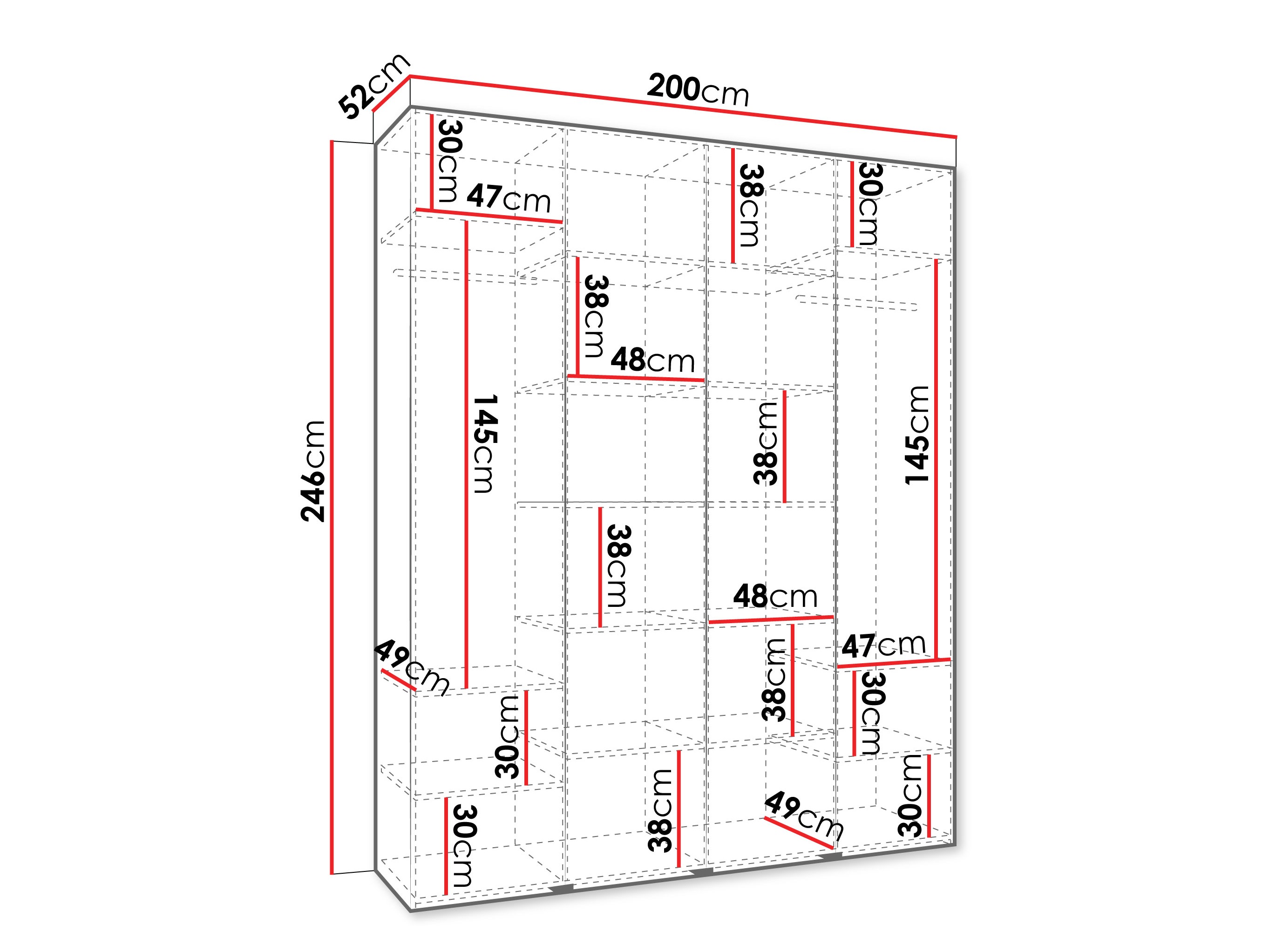 Riidekapp Hartford 554 (Valge)