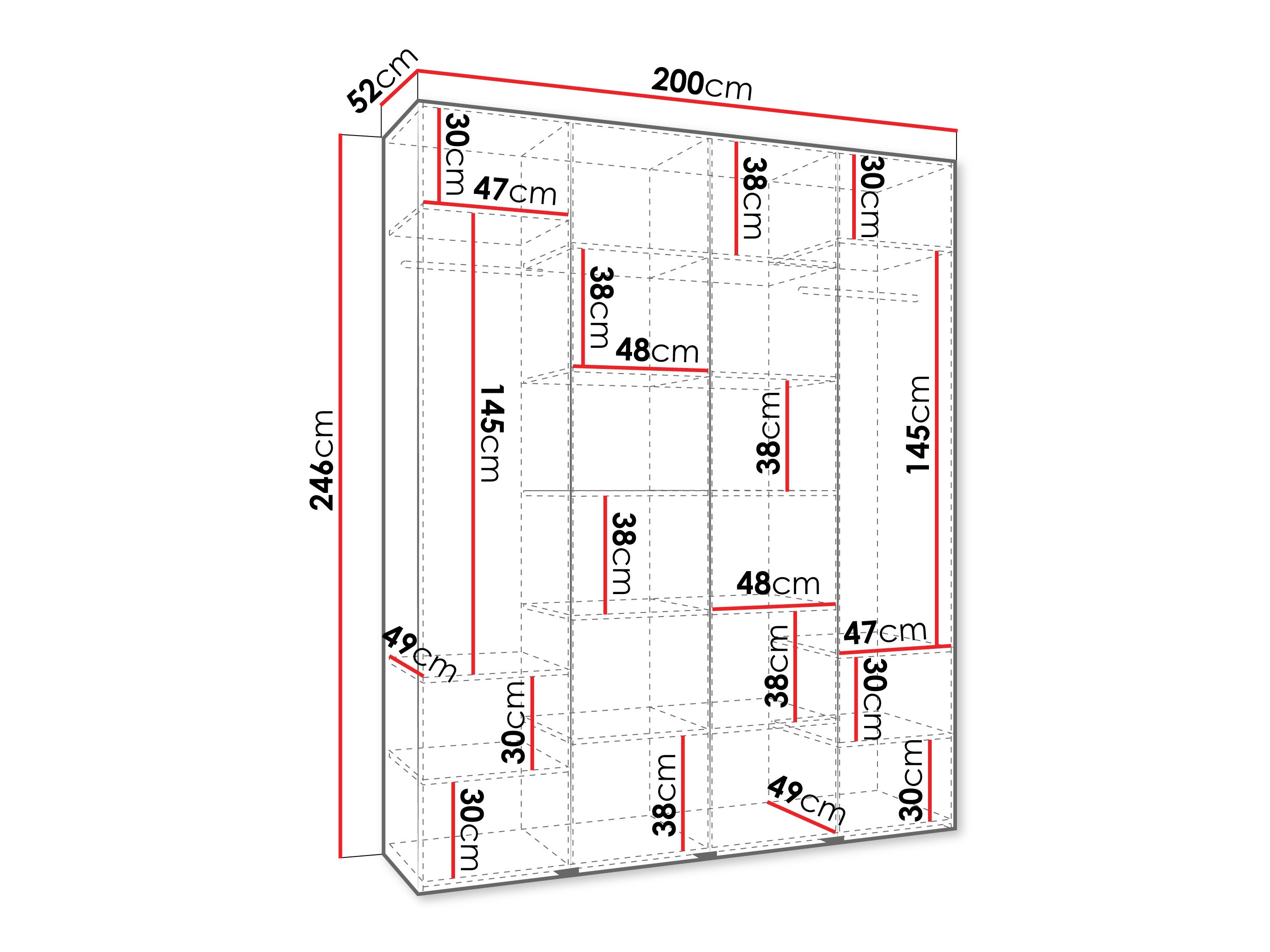 Riidekapp Hartford 554 (Valge)