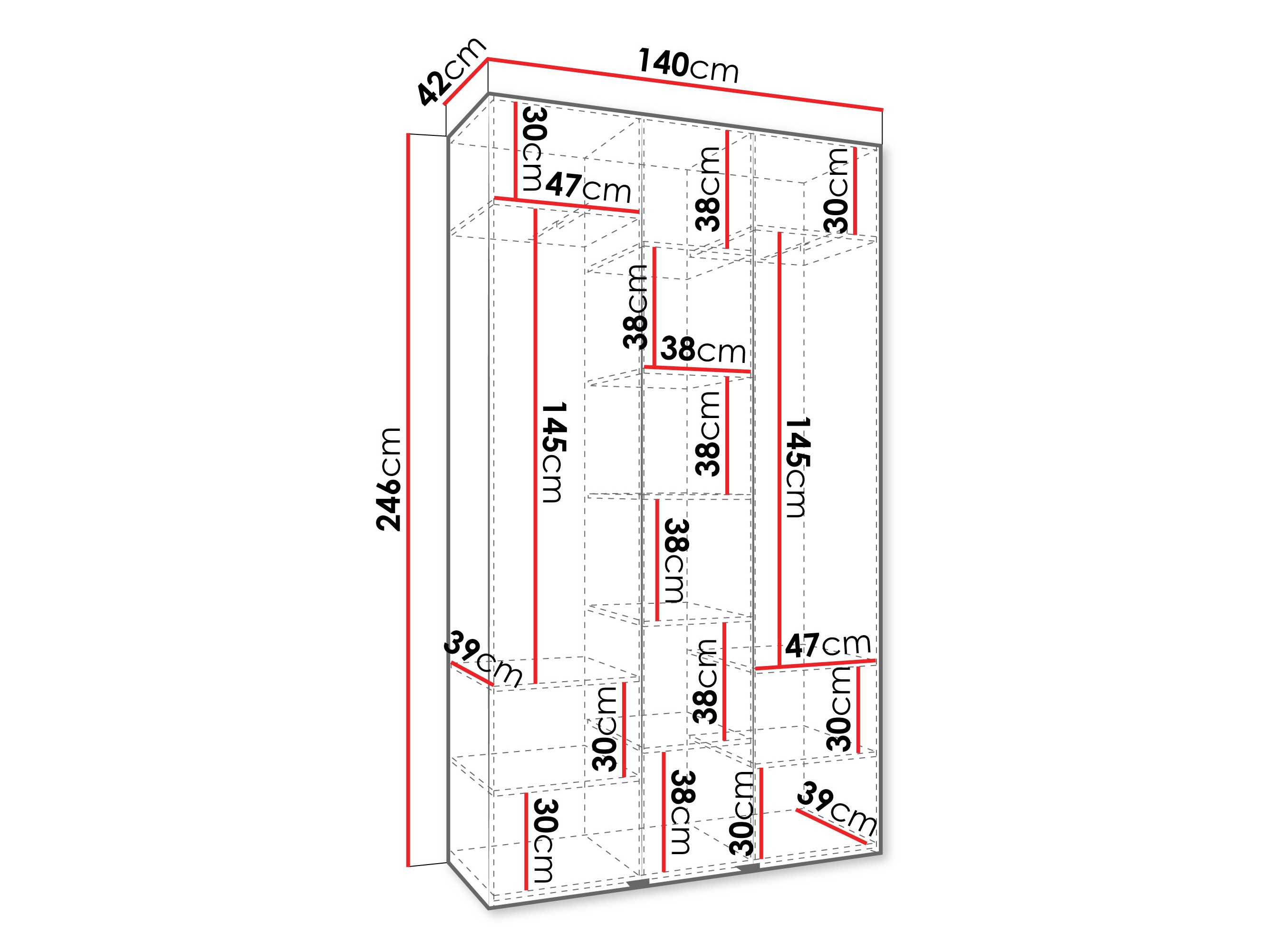 Riidekapp Hartford 563 (Valge)