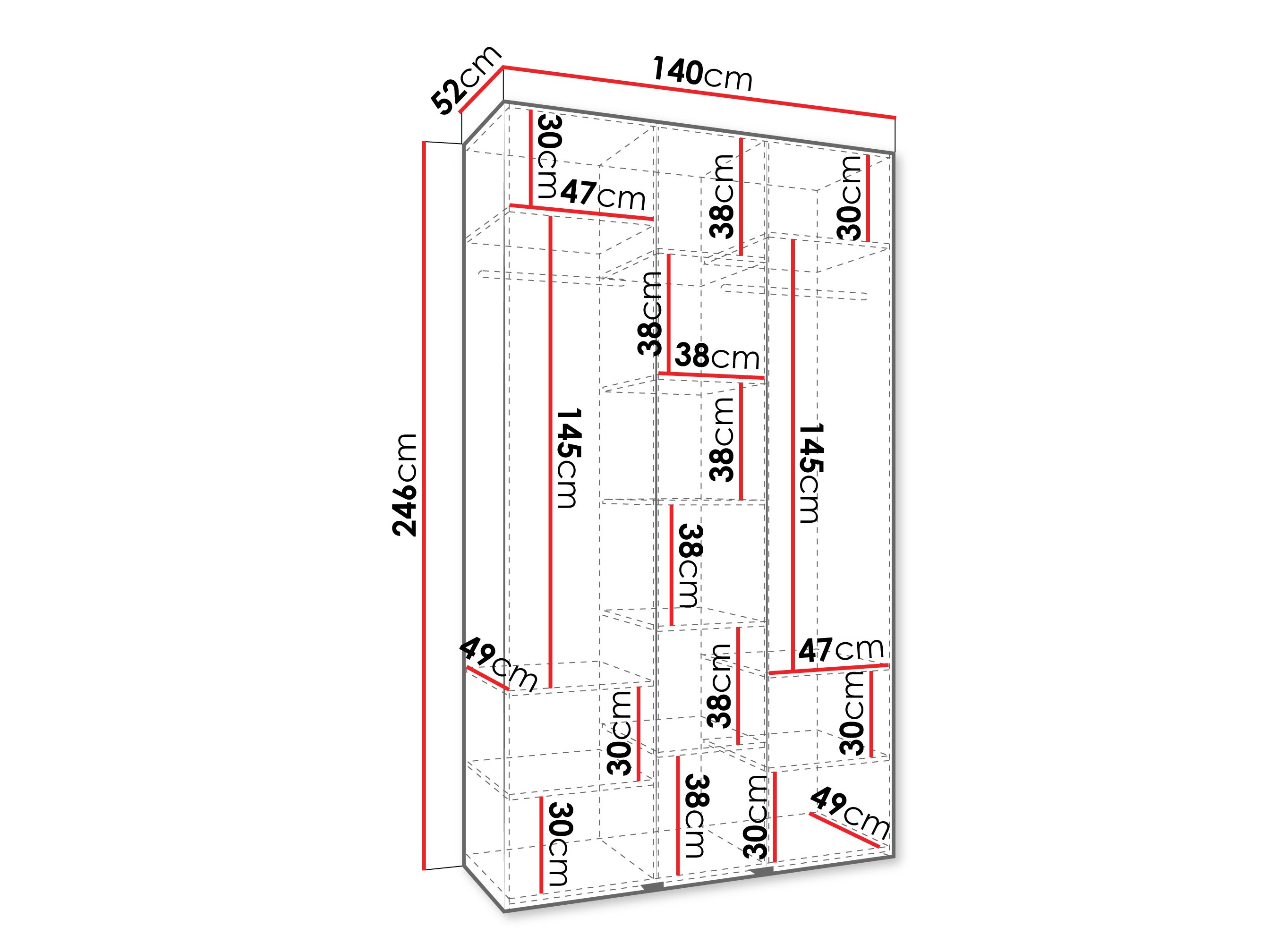 Riidekapp Hartford 563 (Valge)