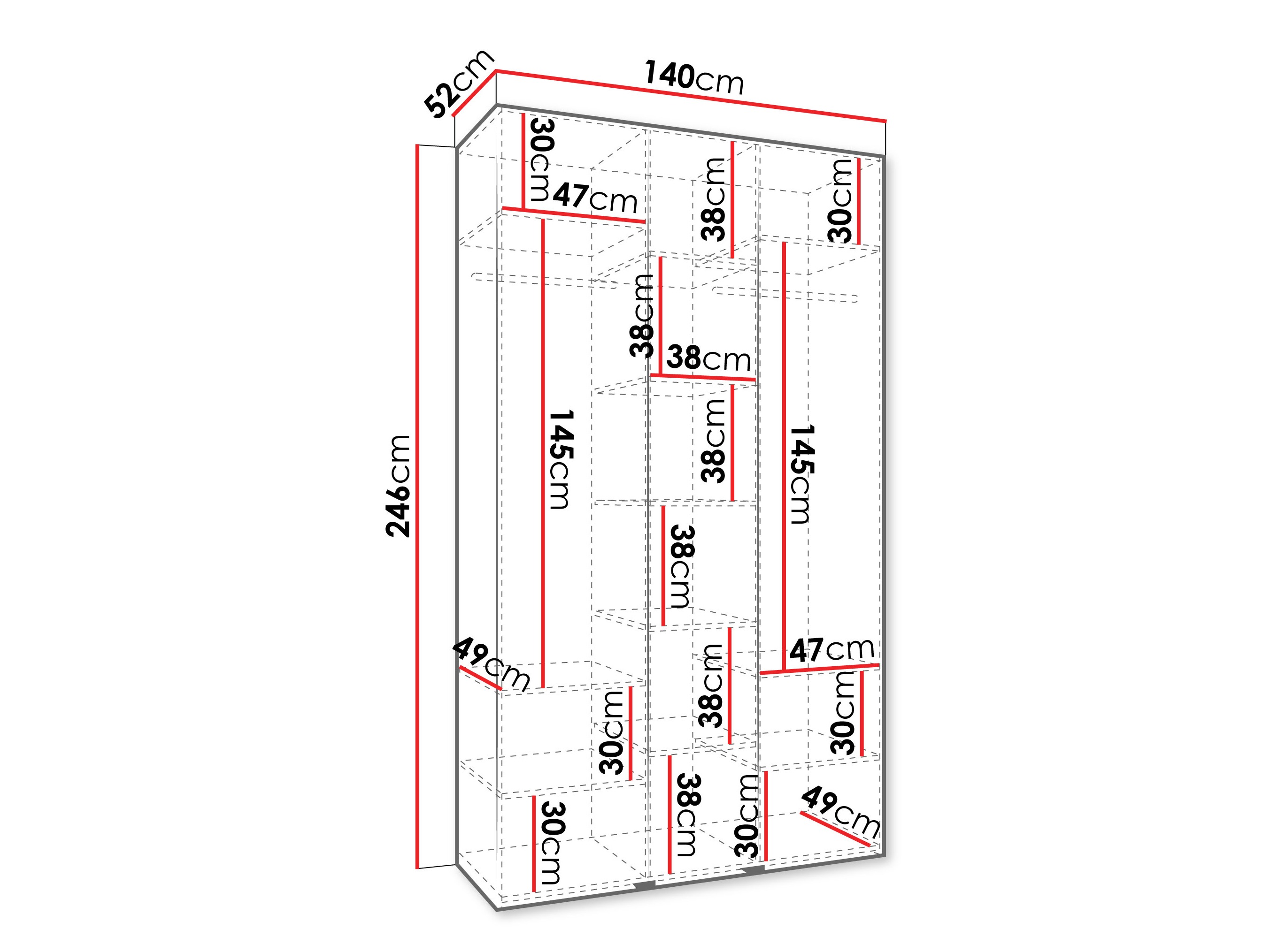 Riidekapp Hartford 563 (Valge)