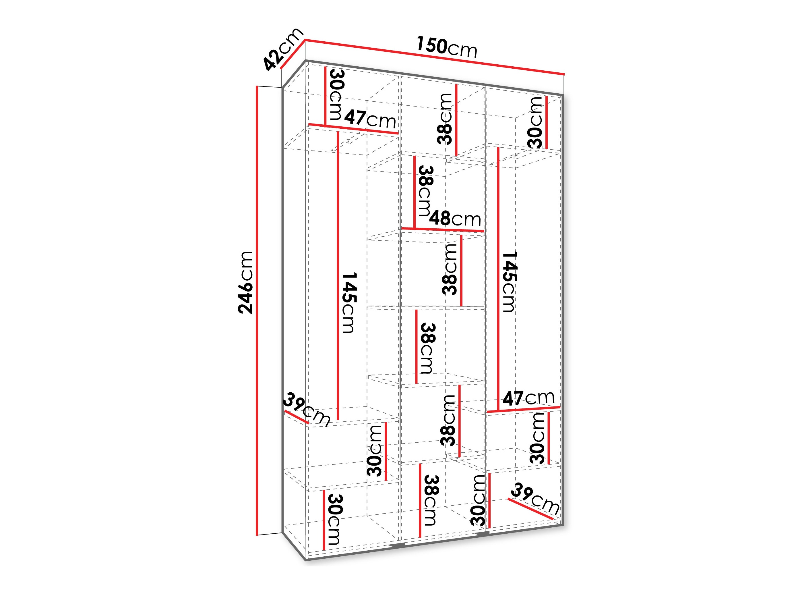 Riidekapp Hartford 563 (Valge)