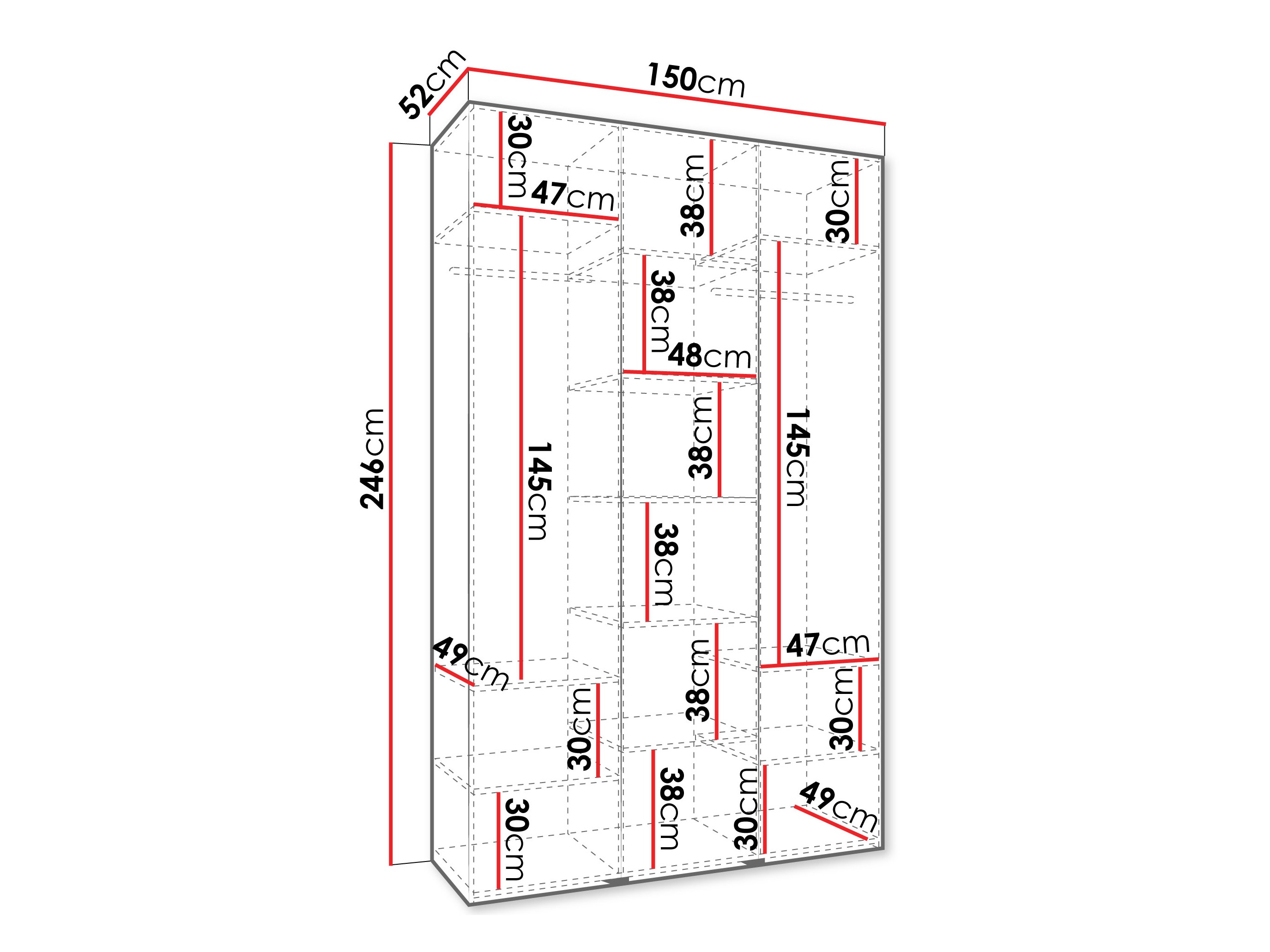 Riidekapp Hartford 563 (Valge)