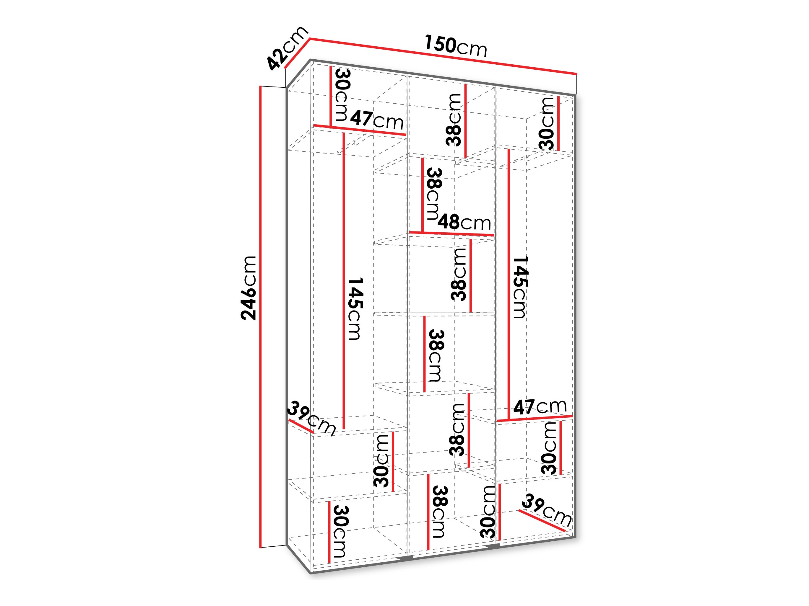 Riidekapp Hartford 563 (Valge)