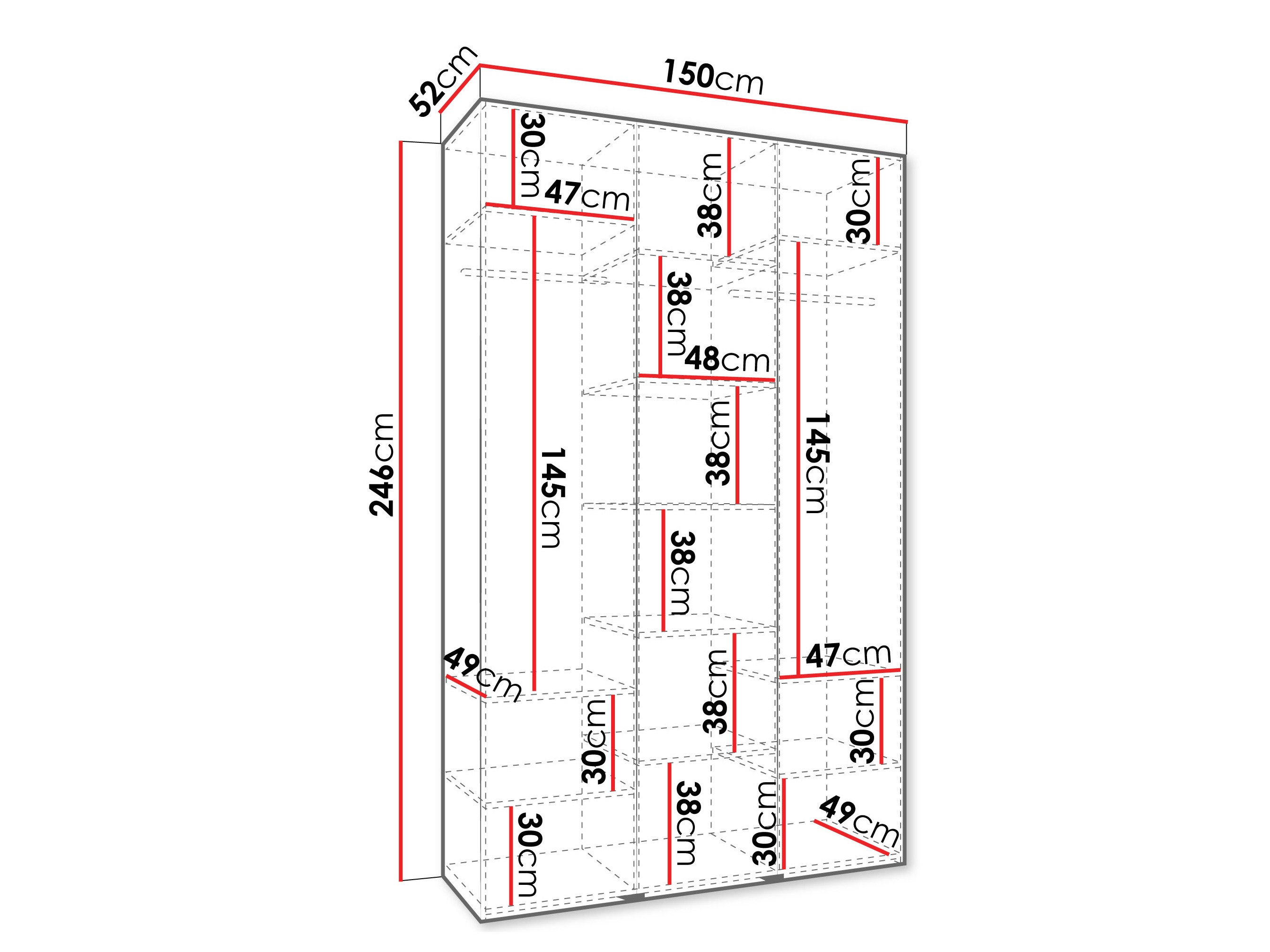 Riidekapp Hartford 563 (Valge)