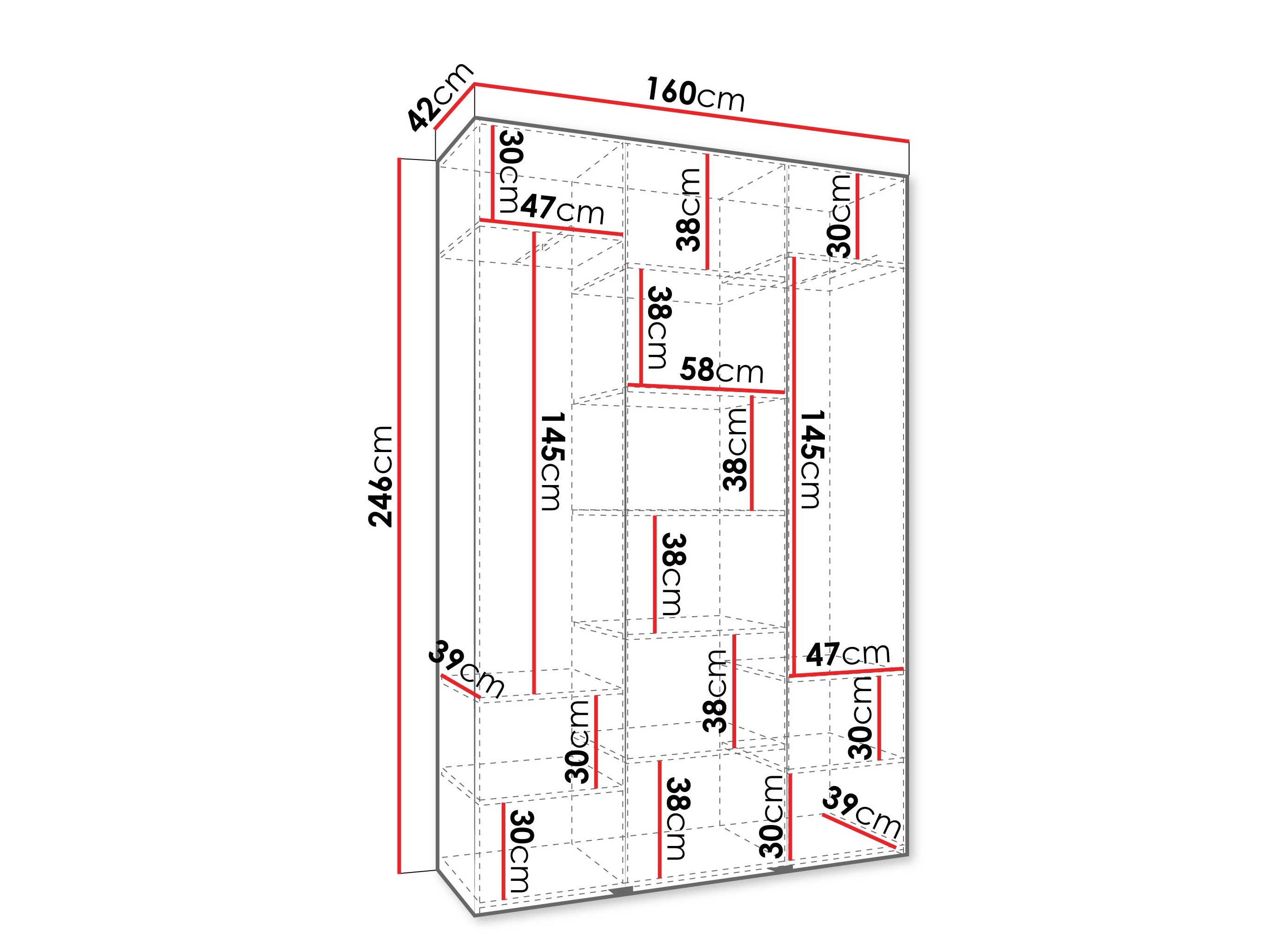 Riidekapp Hartford 563 (Valge)