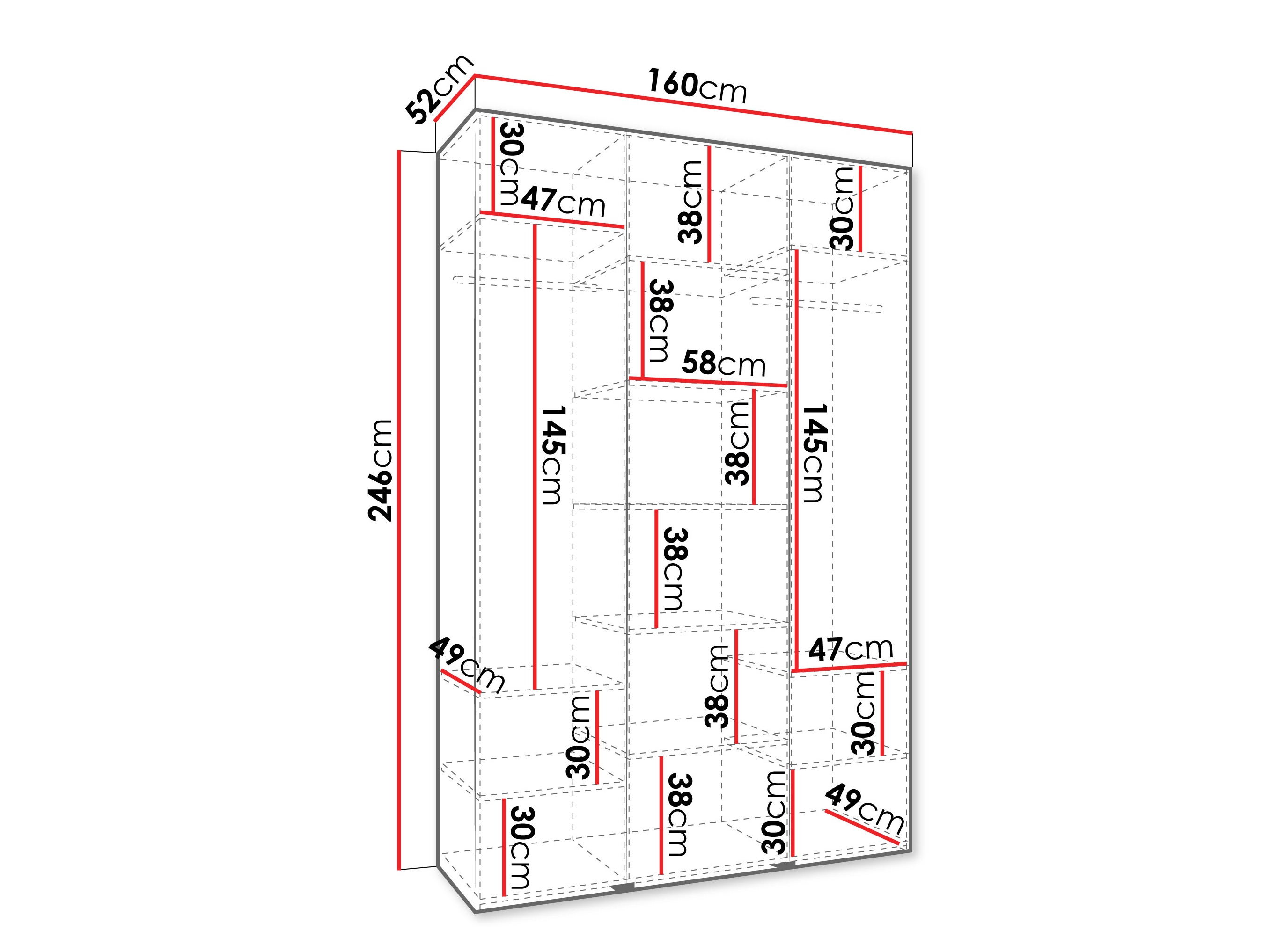 Riidekapp Hartford 563 (Valge)