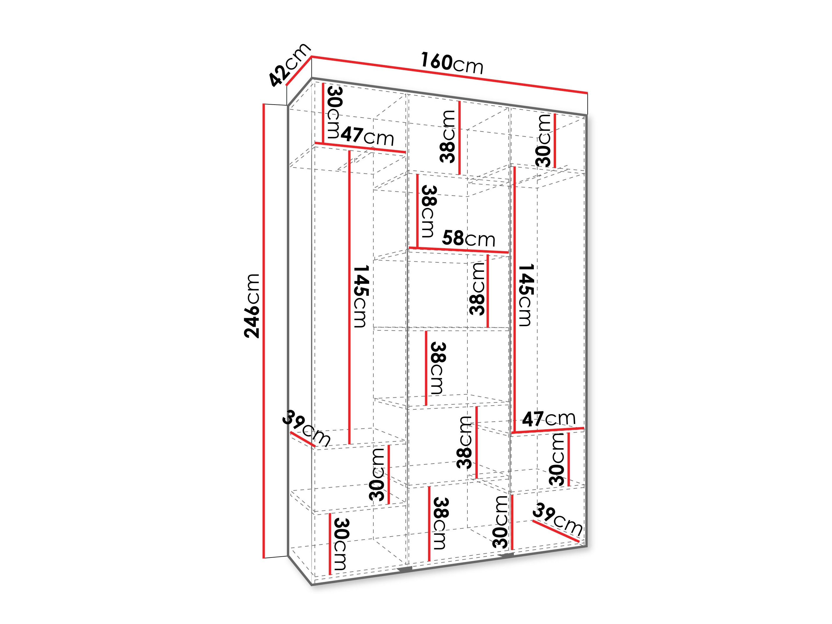 Riidekapp Hartford 563 (Valge)