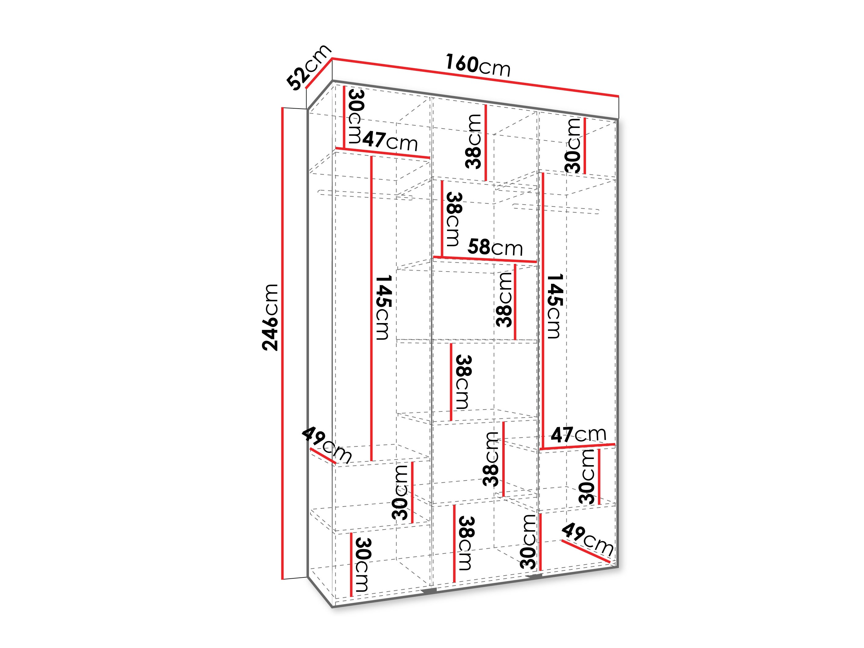 Riidekapp Hartford 563 (Valge)