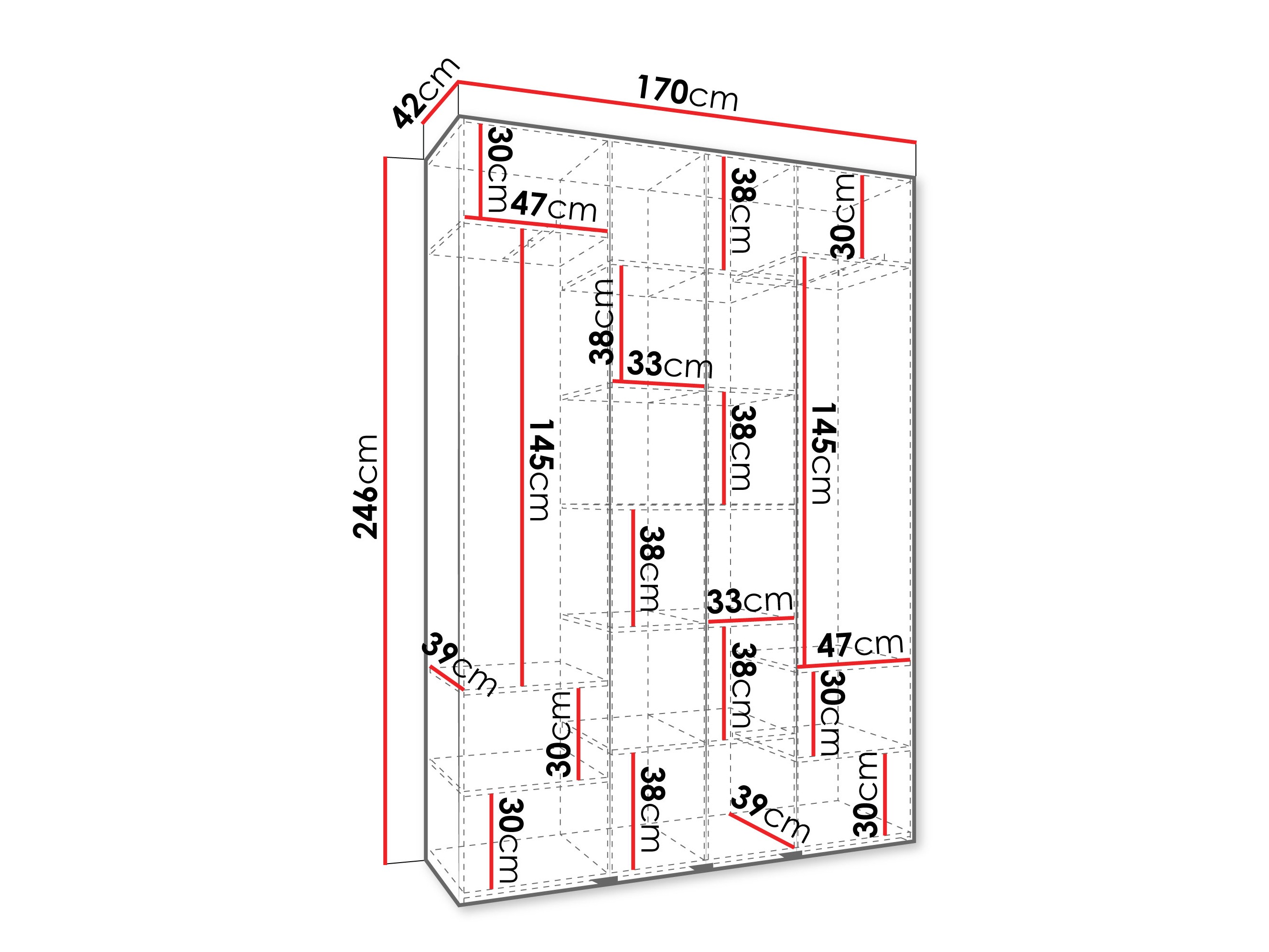 Riidekapp Hartford 564 (Valge)