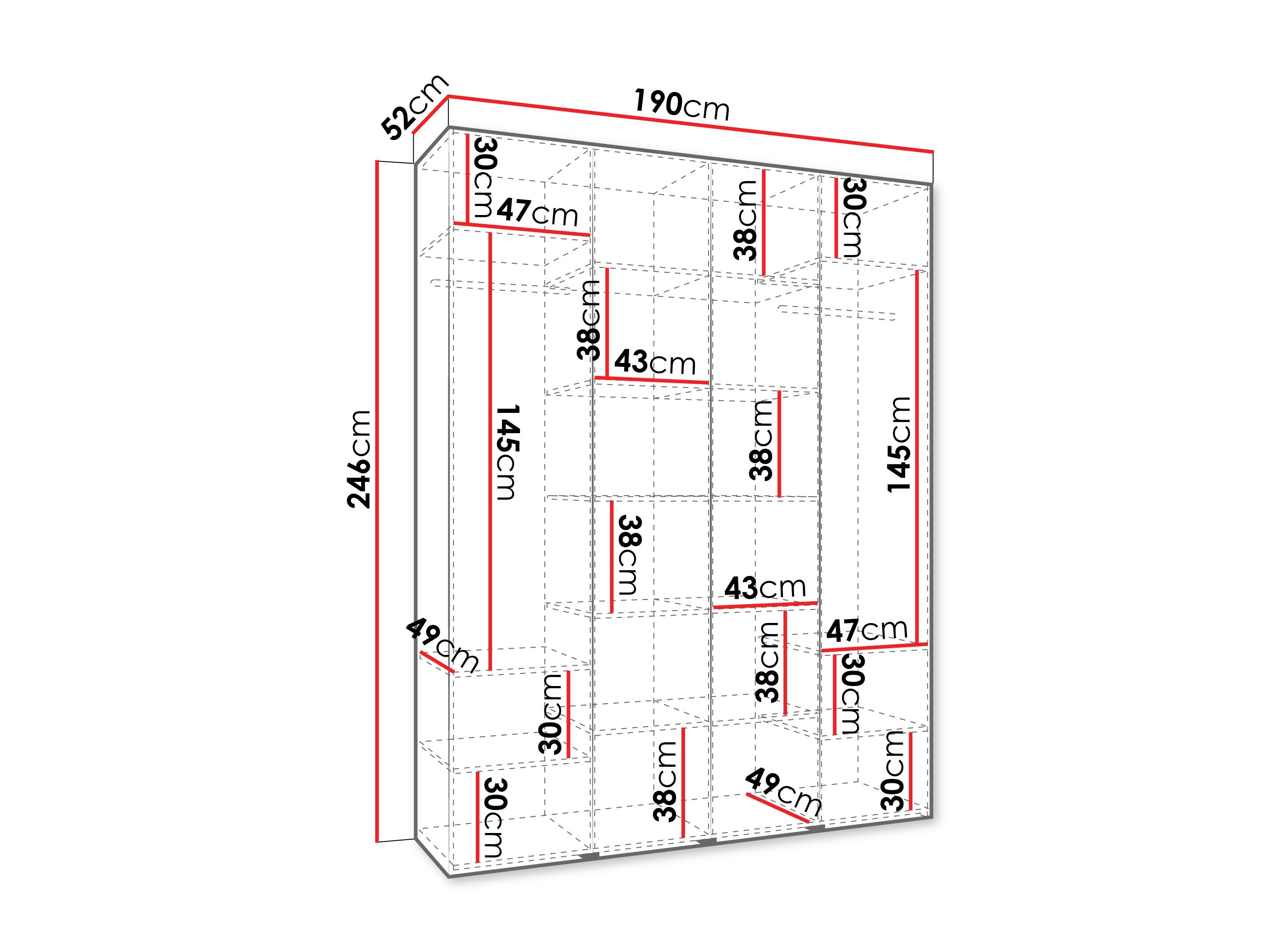 Riidekapp Hartford 564 (Valge)