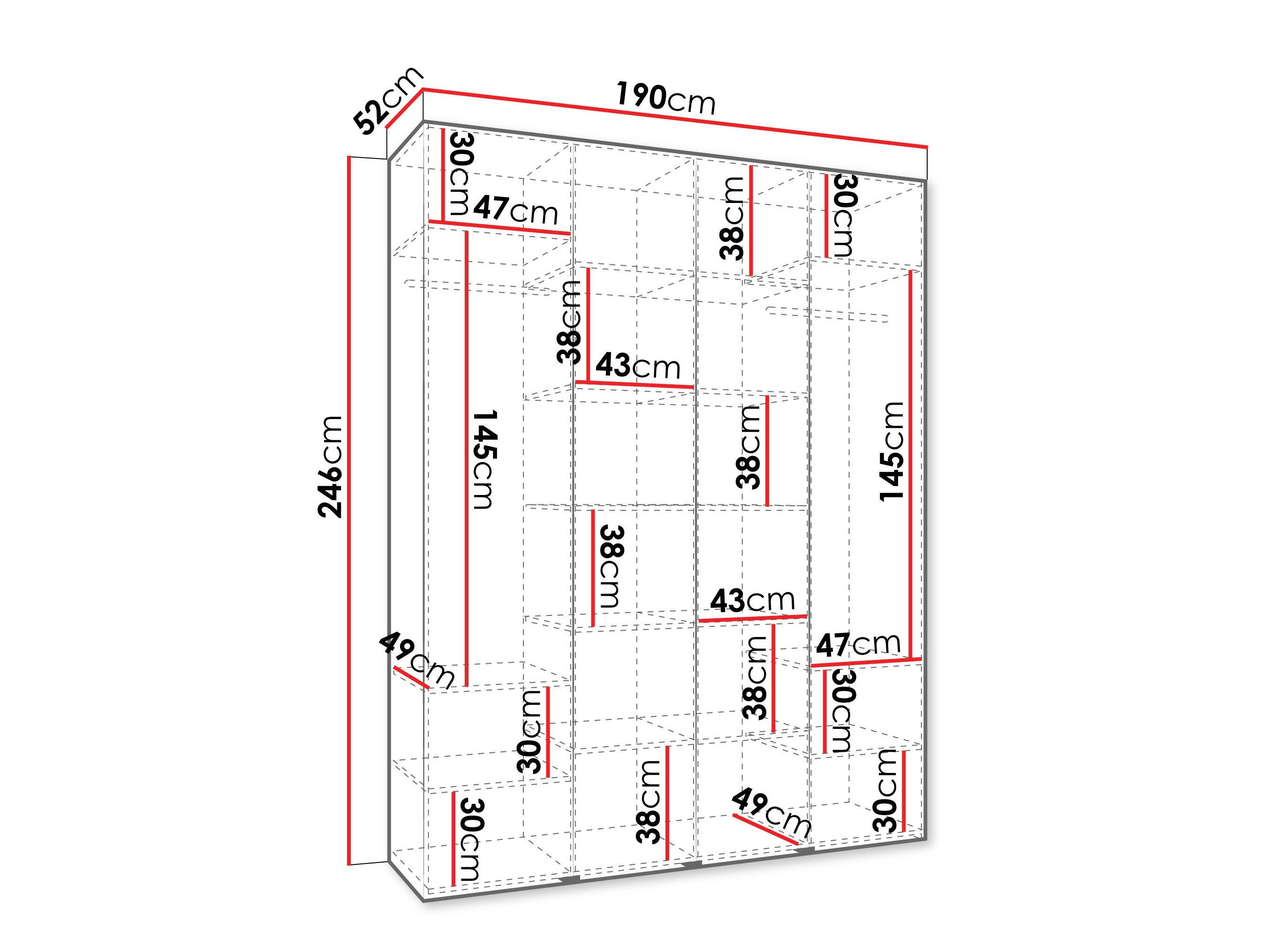 Riidekapp Hartford 564 (Valge)