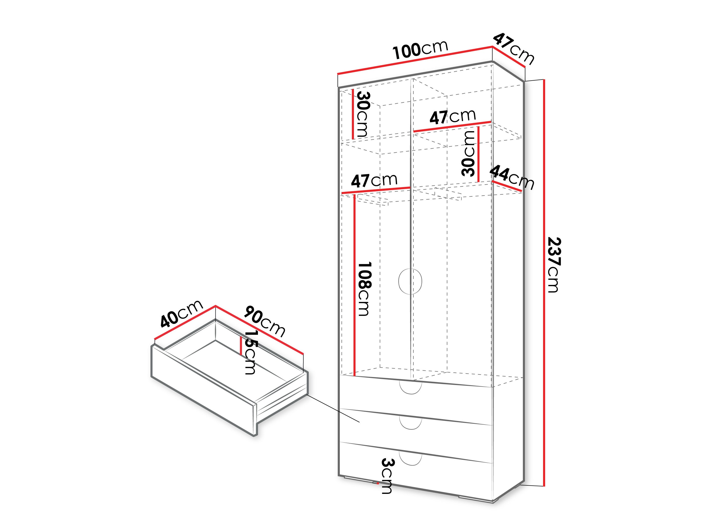 Riidekapp Hartford 565 (Must)