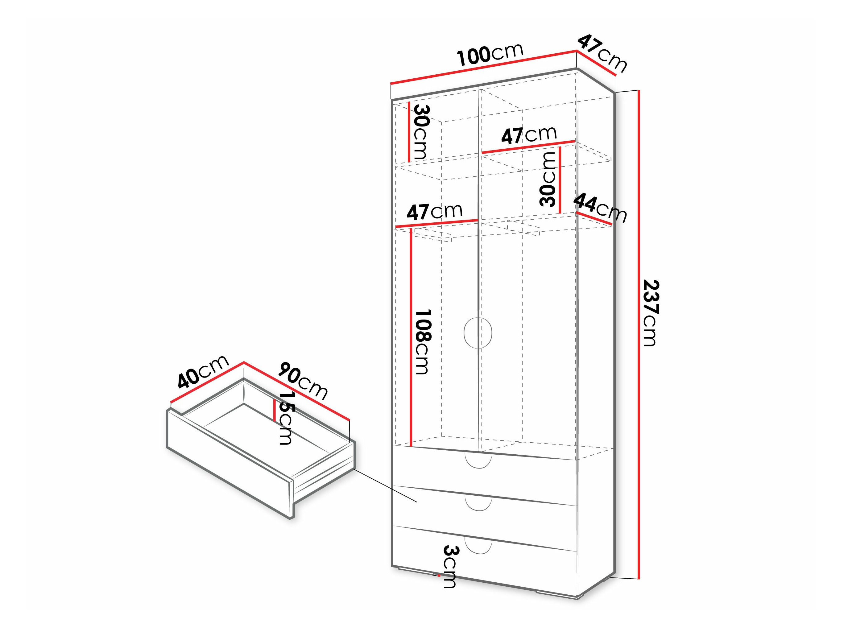 Riidekapp Hartford 565 (Valge)